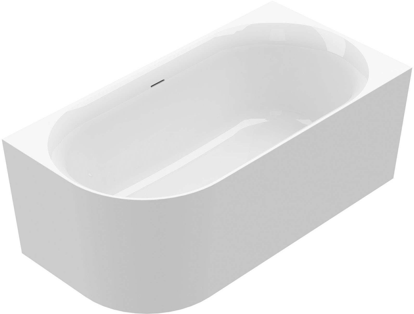 OTTOFOND Badewanne »Mince Corner XS links 155 cm weiß«, (1 tlg.), inkl. Ablaufgarnitur, Schlitzüberlauf, Fußgestell, schmale Wannenkante