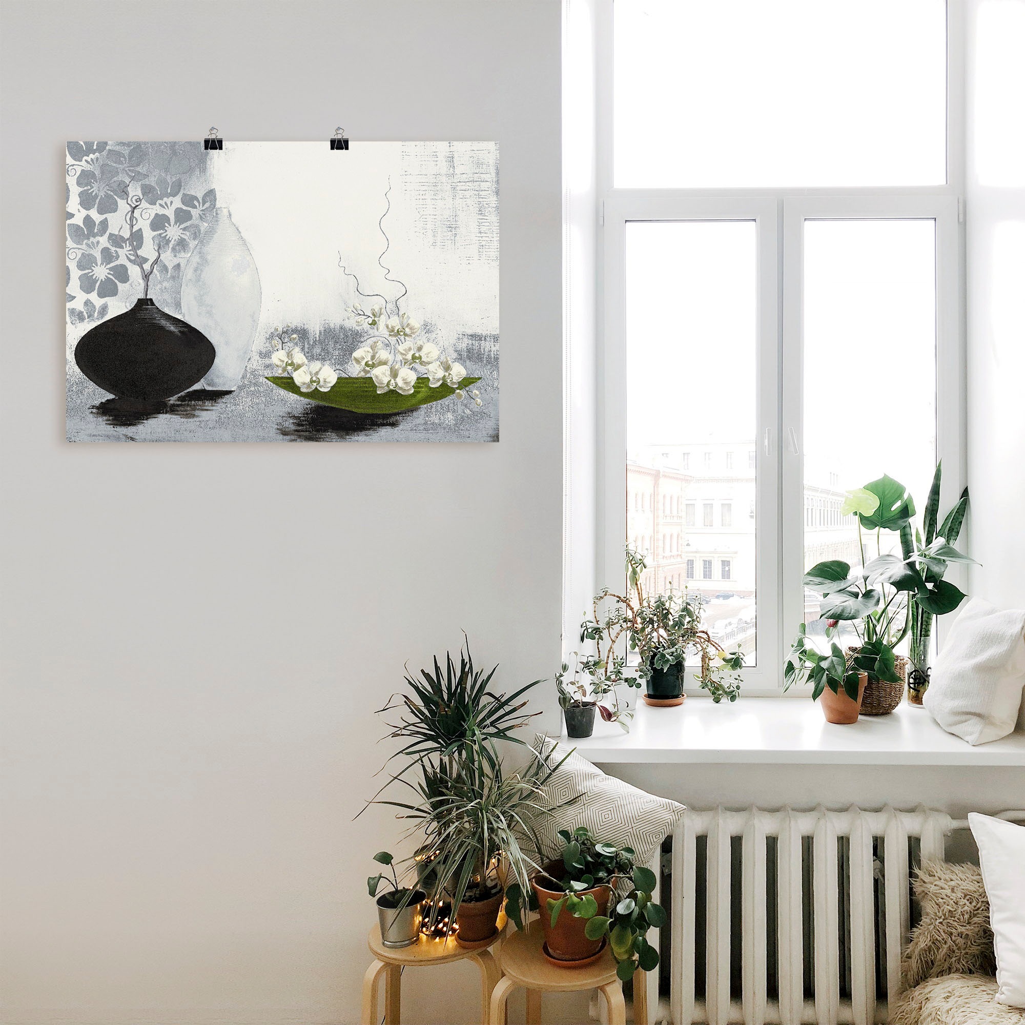 Artland Wandbild "Modernes bauchiges Gefäß mit Orchideen", Vasen & Töpfe, ( günstig online kaufen