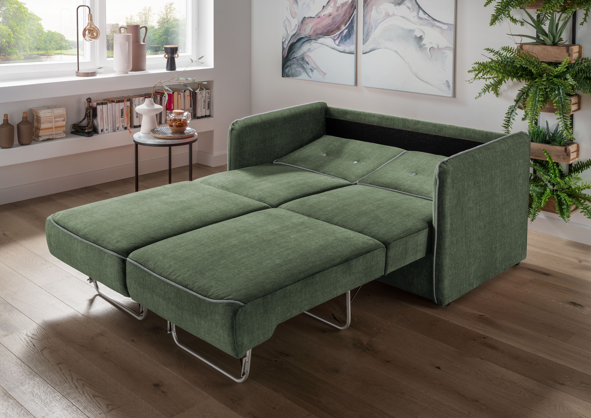 Home affaire Schlafsofa »Merina«, mit zweigeteilter Bettfunktion, Auszug nach vorn, Federkern