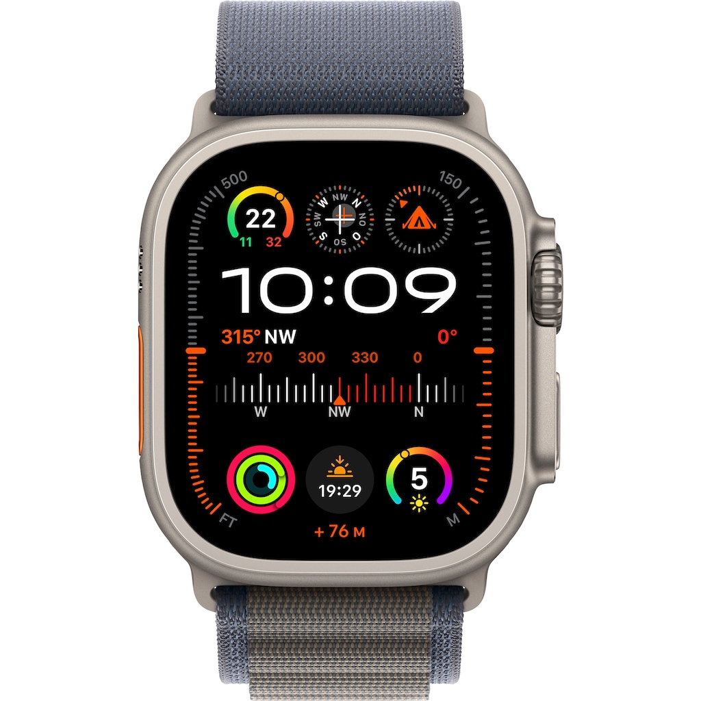 Apple Smartwatch »Watch Ultra 2 GPS 49 mm + Cellular Titanium L«, (Watch OS 10 Alpine Loop)