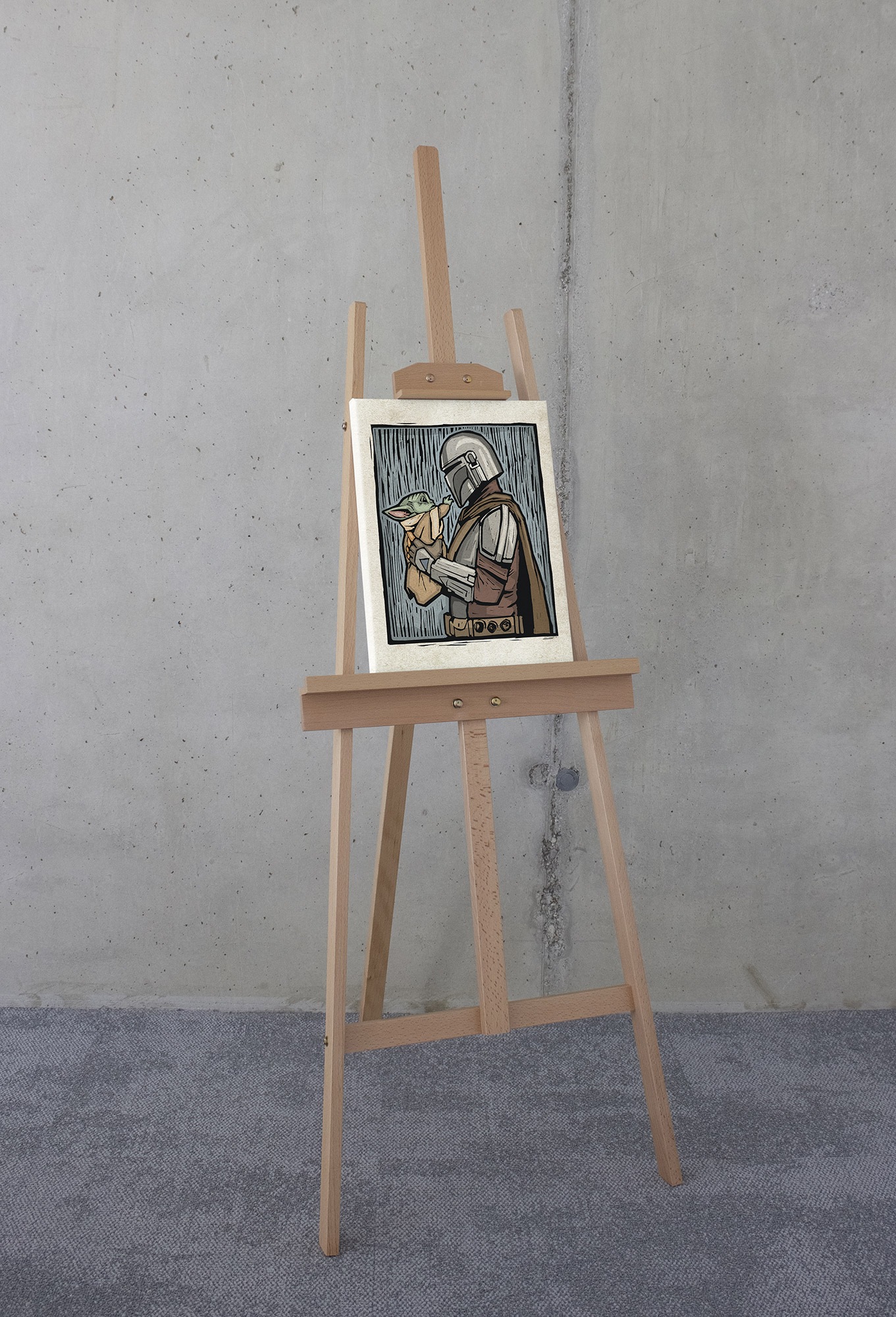 Komar Leinwandbild »Star Wars The Mandalorian Lino-Cut«, Disney, (1 St.), 30 x 40 cm (Breite x Höhe) - Kinderzimmer, Dekoration