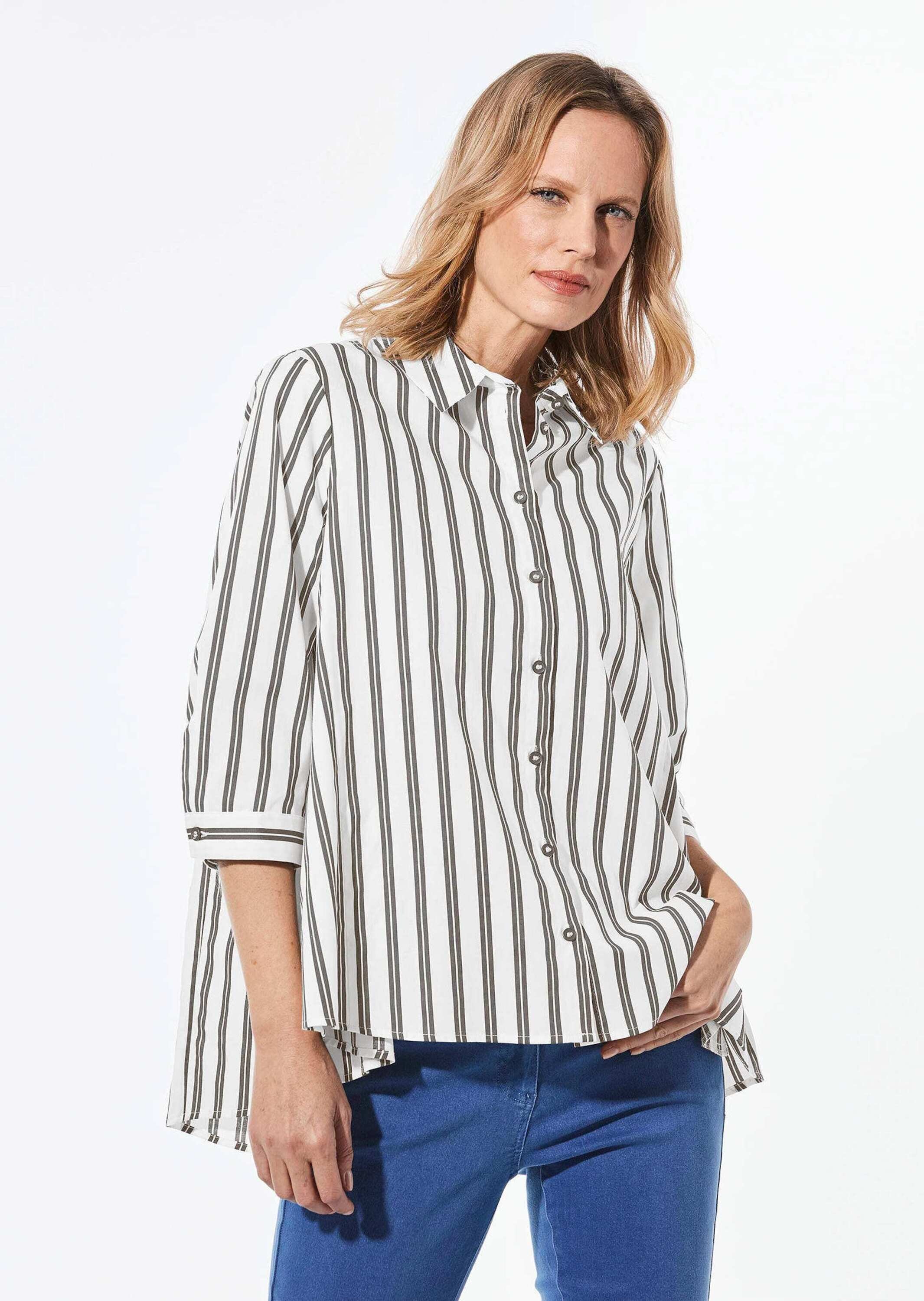 GOLDNER Kurzarmbluse »Bluse Schlichte Baumwoll-Bluse mit 3/4-Arm«