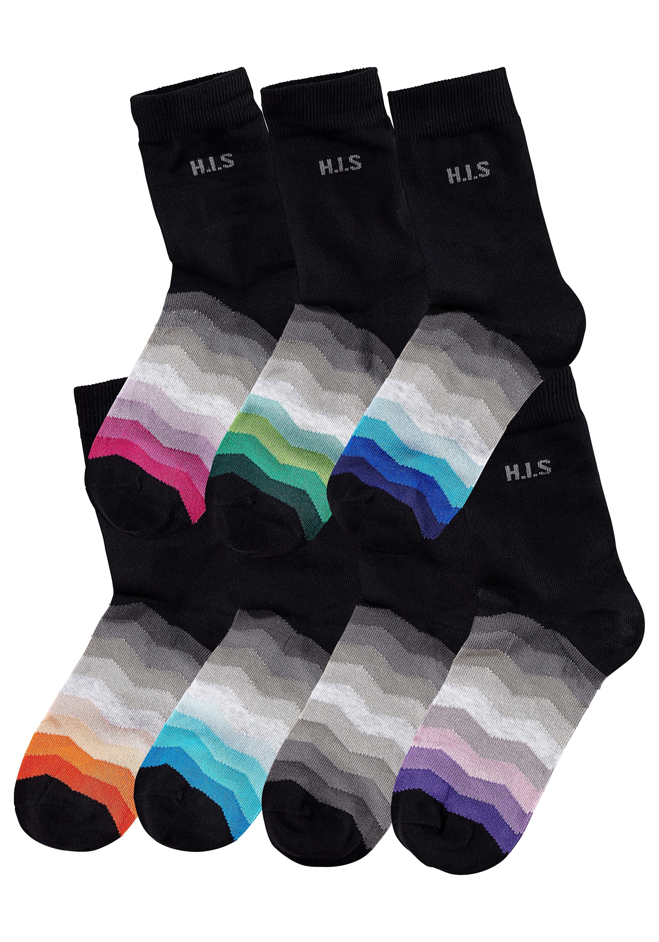 Thumbnail - H.I.S Basicsocken Packung, 7 Stk. tlg. mit schwarzem Schaft