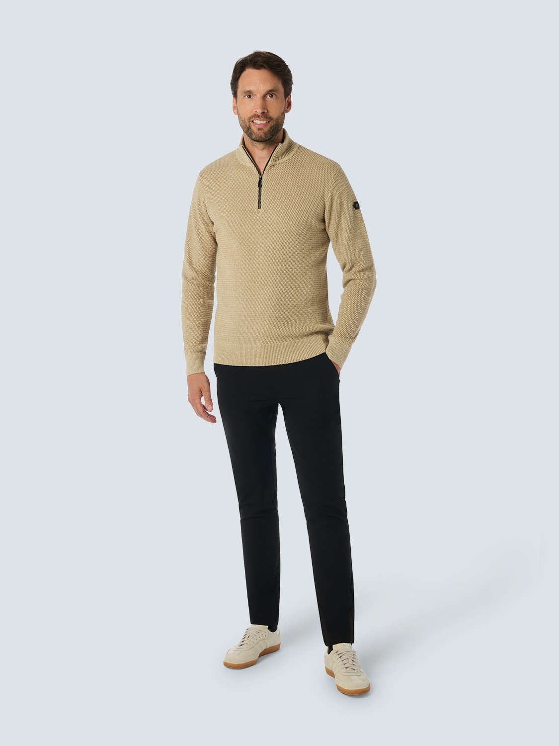 NO EXCESS Rollkragenpullover »No Excess Halber Reißverschluss Pullover Melange«