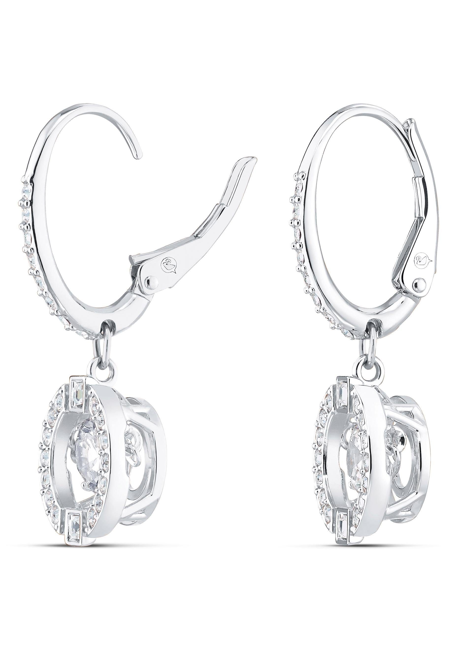Paar Ohrhänger SWAROVSKI "Una Sparkling Dc", silber (metallfarben, kristallweiß, kristallweiß), Ohrringe, Damen, Metall, mit Swarovski Kristall 2