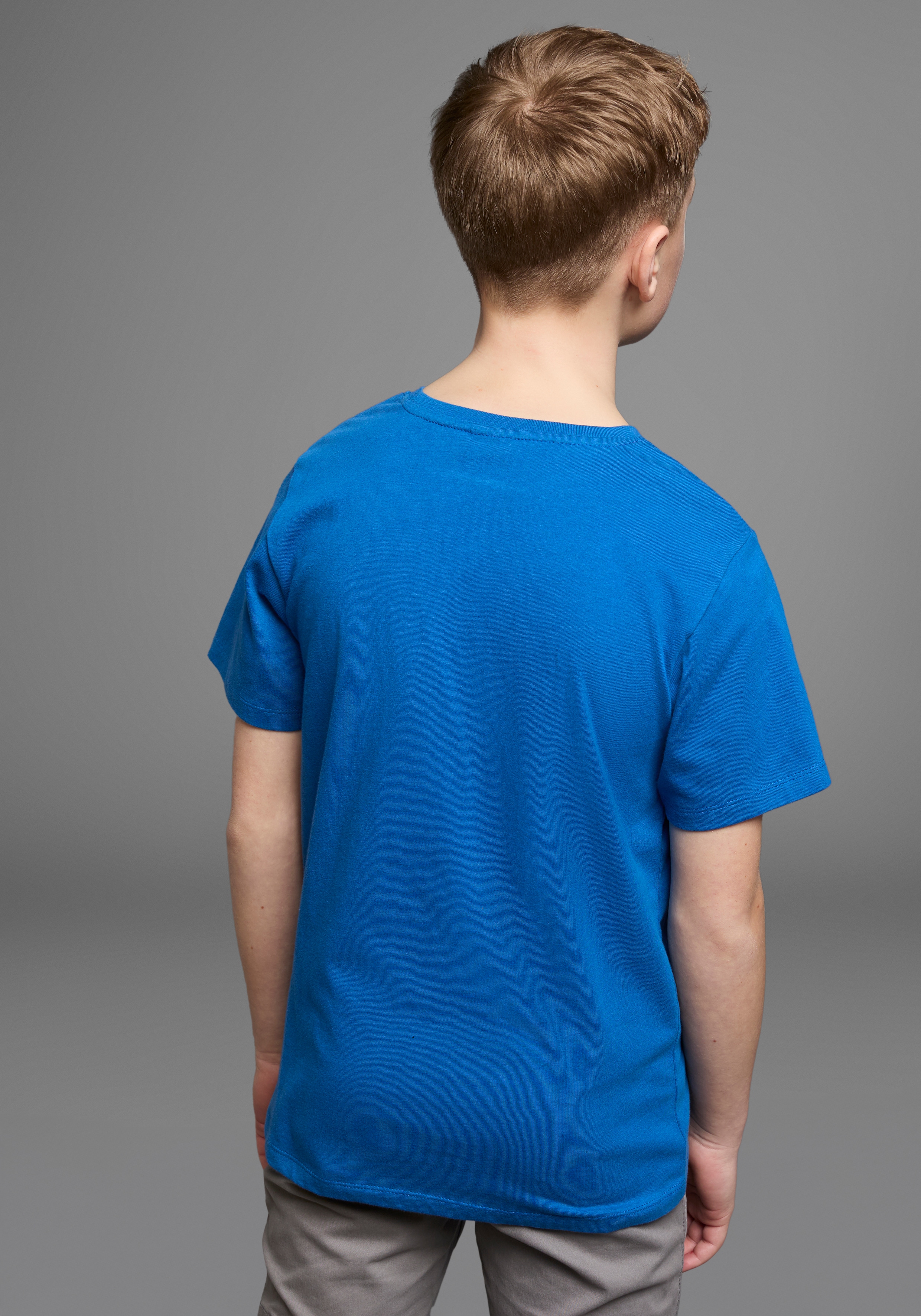 Thumbnail - KIDSWORLD T-Shirt "Mit lässigem Druck: BIKER" Kurzarm, bedruckt, Rundhalsausschnitt, aus Baumwolle