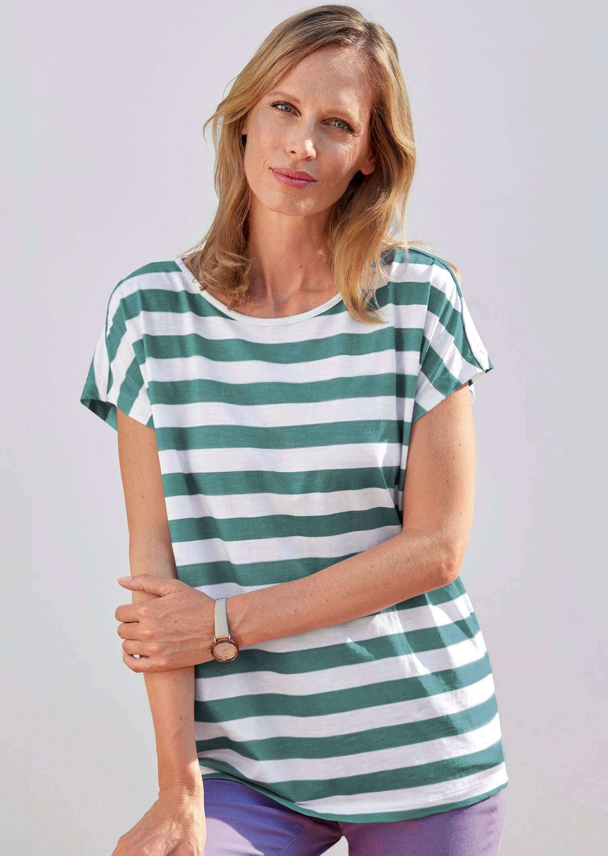 GOLDNER Kurzarmshirt »Kurzgröße Modisches Blockstreifen-Oberteil«