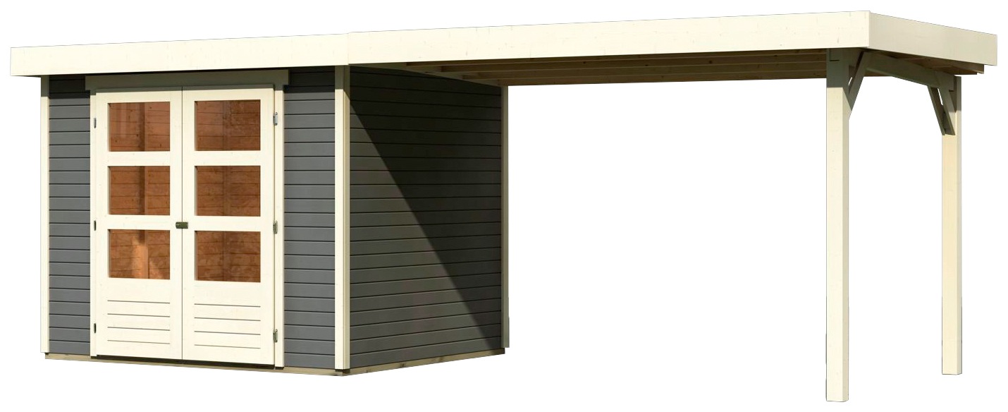 Karibu Gartenhaus »Arnis«, (Set), mit Anbaudach 2,80 m Breite