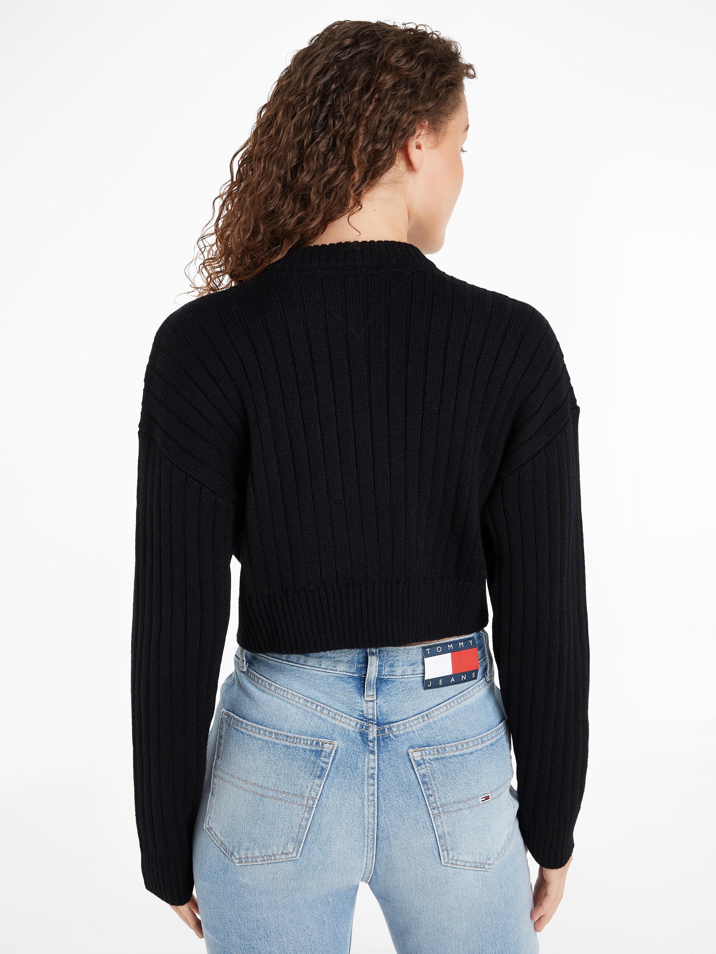 Tommy Jeans Curve V-Ausschnitt-Pullover »TJW VNCK CENTER FLAG SWEATER EXT« Große Größen