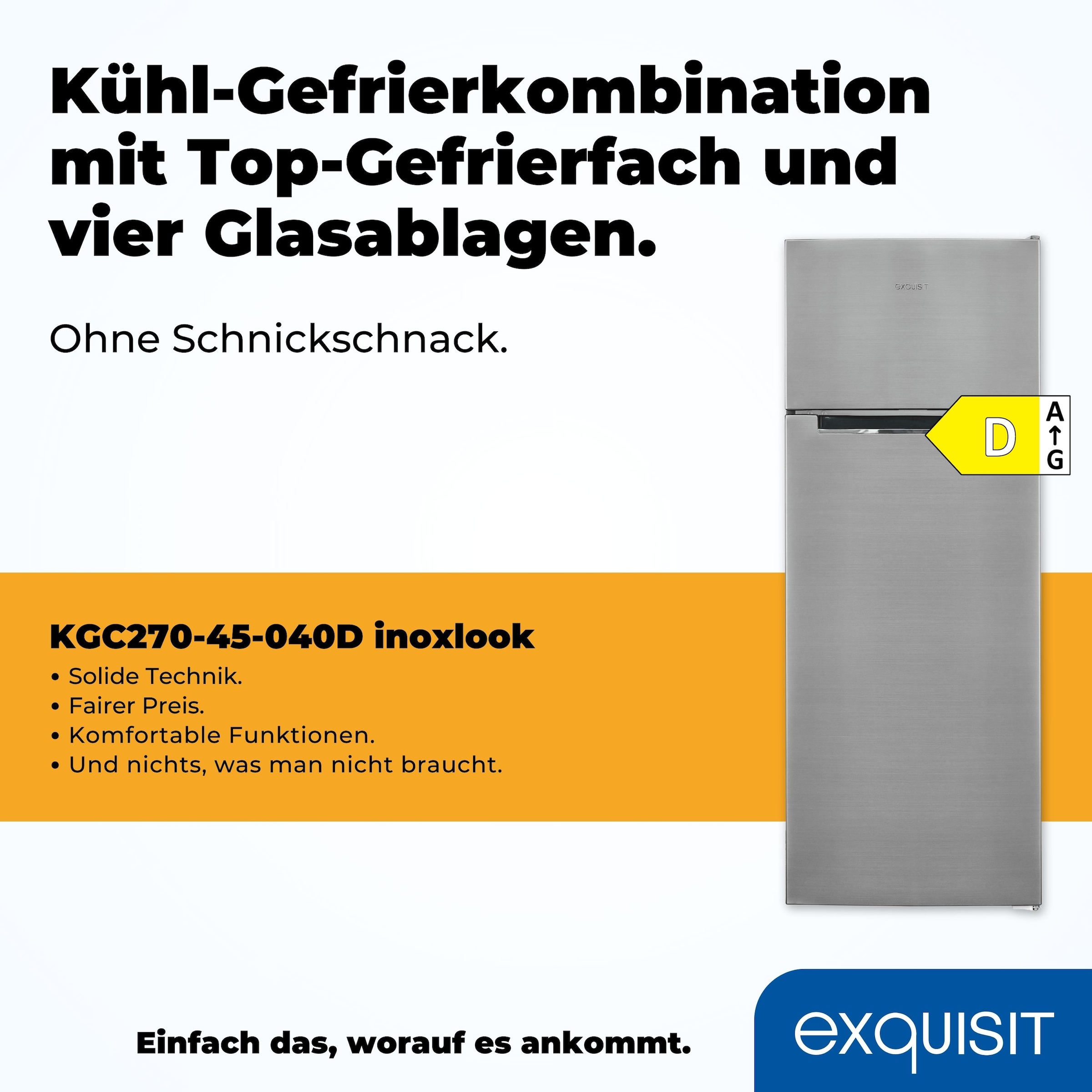 exquisit Kühl-/Gefrierkombination »KGC270-45-040D«