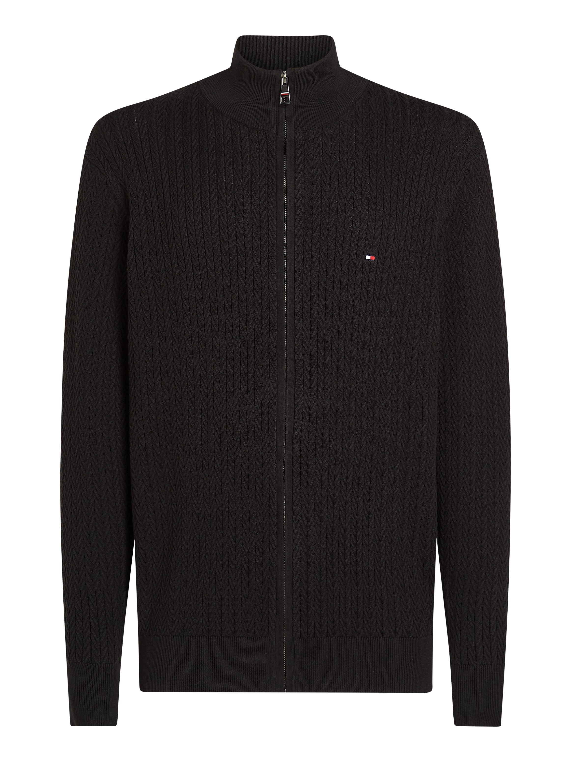 Tommy Hilfiger Strickjacke »HERRINGBONE STRUCTURE ZIP THRU«, mit Zopfmuster