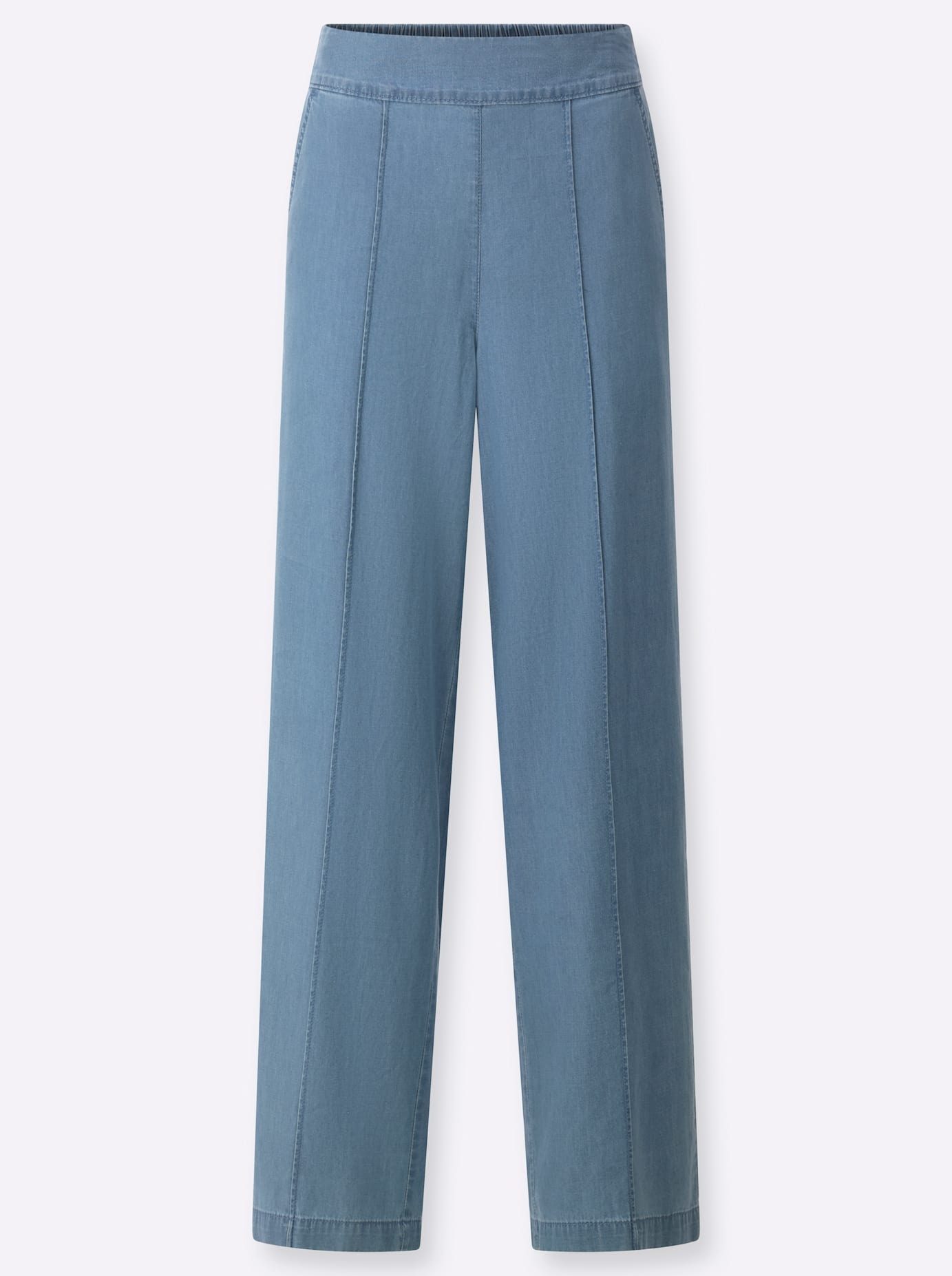 Classic Basics Women's High Waist Wide Leg Jeans Blue Bleached Size 46 3