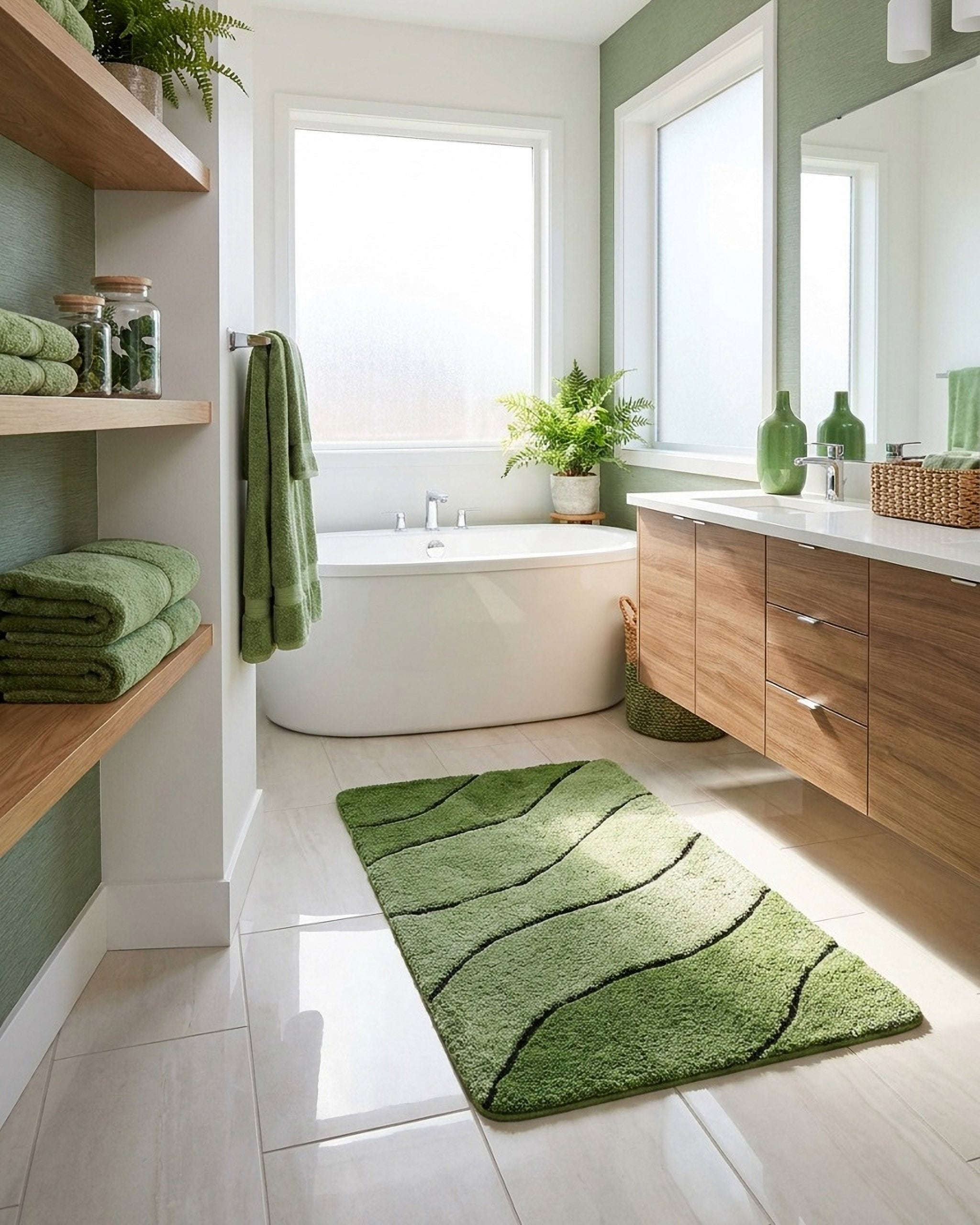Homie Living Badematte "Monte Cavo" Höhe 25 mm rutschhemmend beschichtet fußbodenheizungsgeeignet strapazierfähig Badteppich, Wellen-Muster, weich, rutschhemmend, waschbar, getuftet
