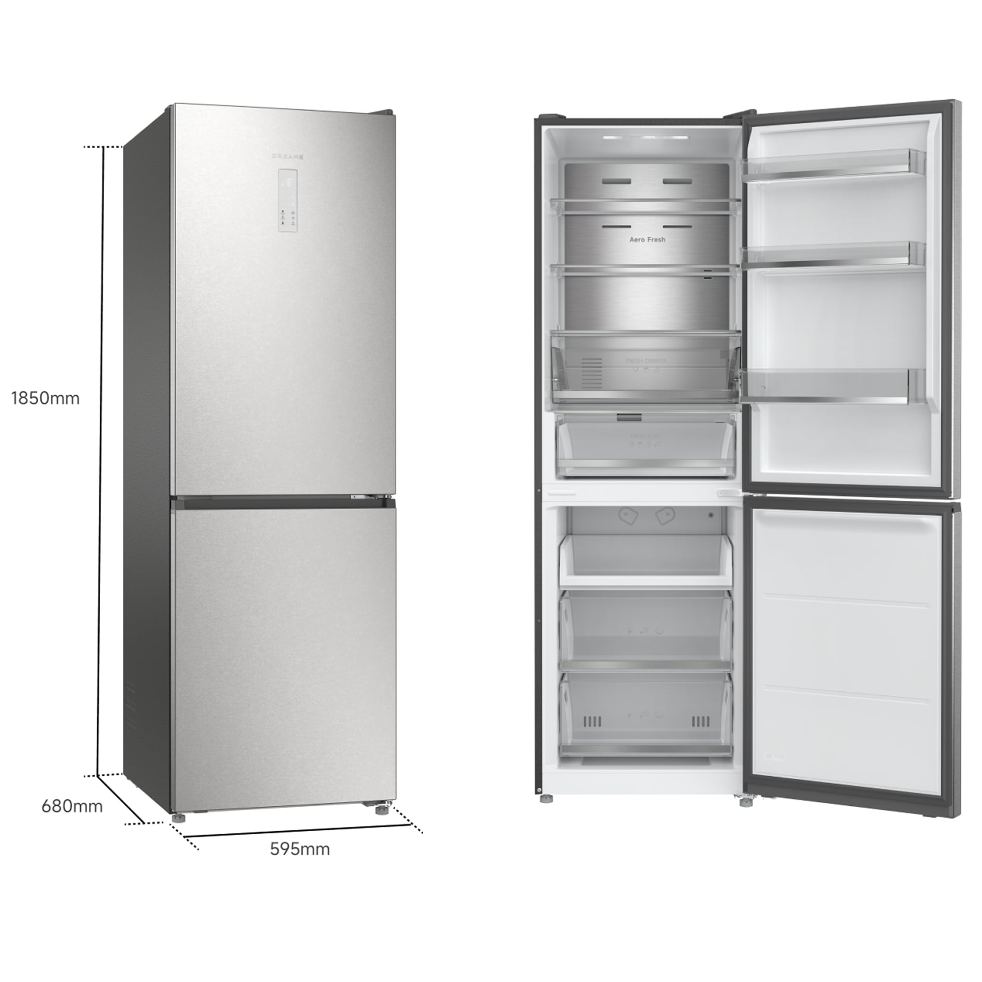 Dreame Kühl-/Gefrierkombination »DRB400WMBDEU« 185 cm hoch 59,5 cm breit Viel Platz, Leise, Modernes Design