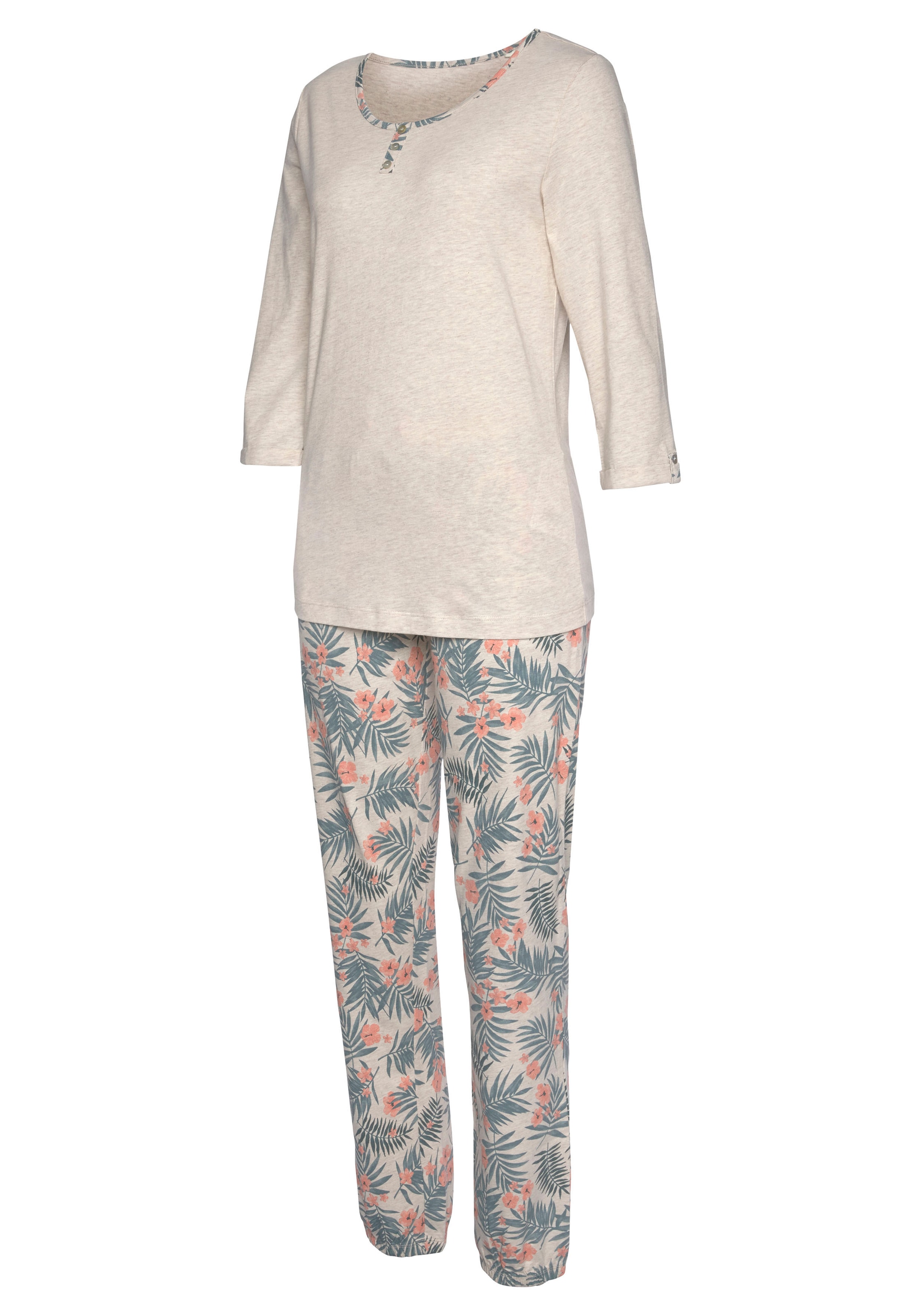 LASCANA Pyjama, (2 tlg., 1 gemusterter Hose bestellen | BAUR Stück), mit