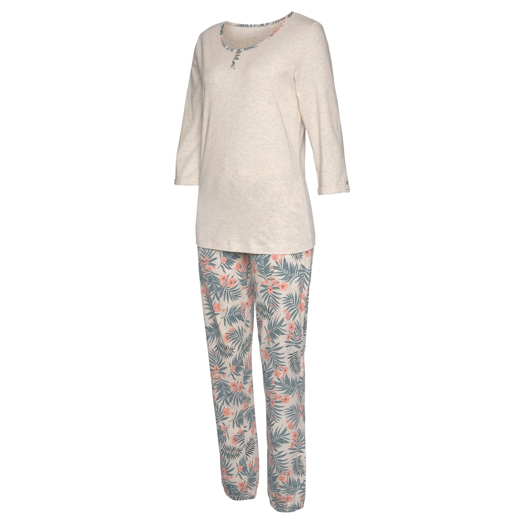 LASCANA Pyjama (2 tlg. 1 Stück) mit gemusterter Hose
