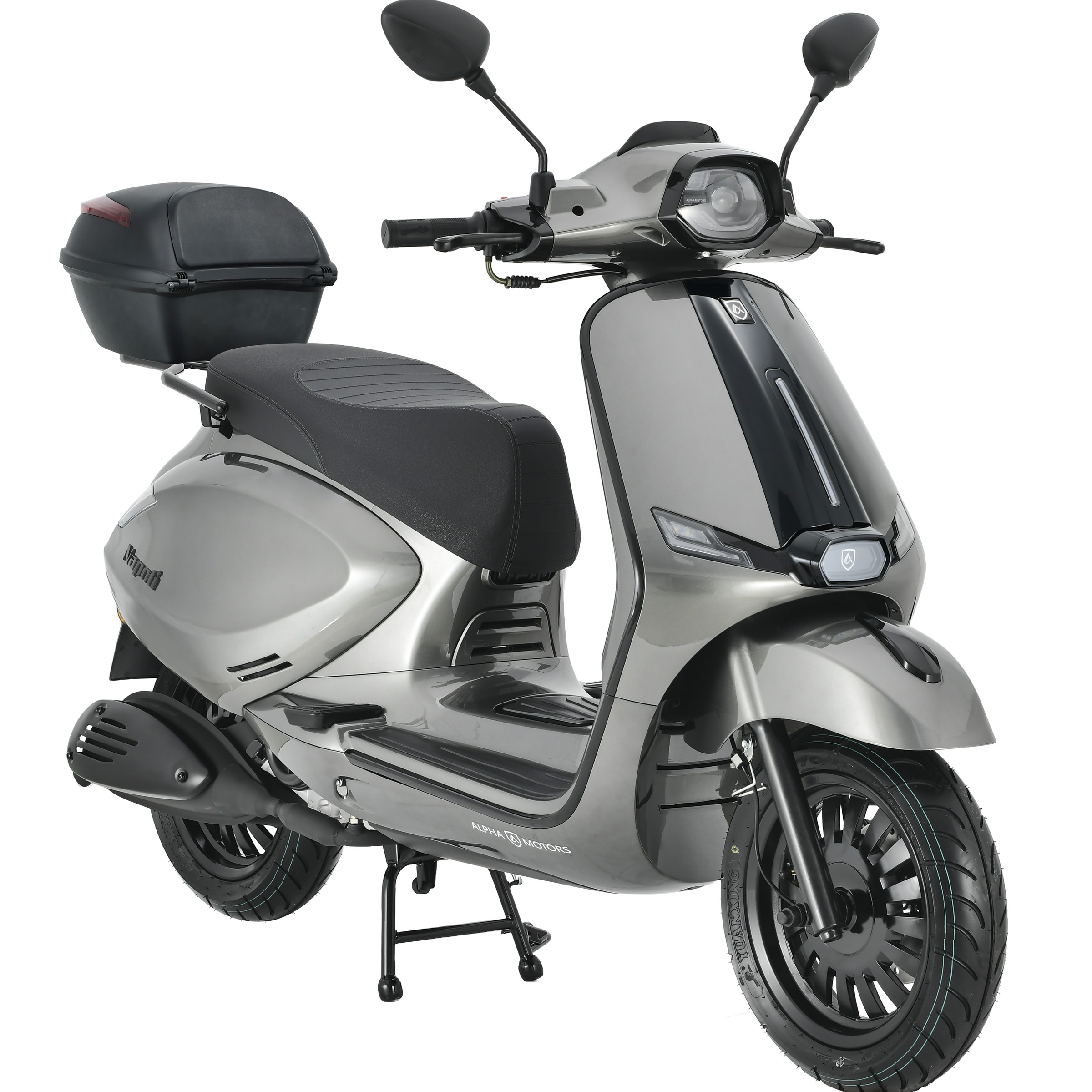 ALPHA MOTORS Motorroller "Napoli 50 ccm 45 km/h EURO 5 (mit/ohne Topcase)", mit Topcase, 45 km/h, silber, Motorroller