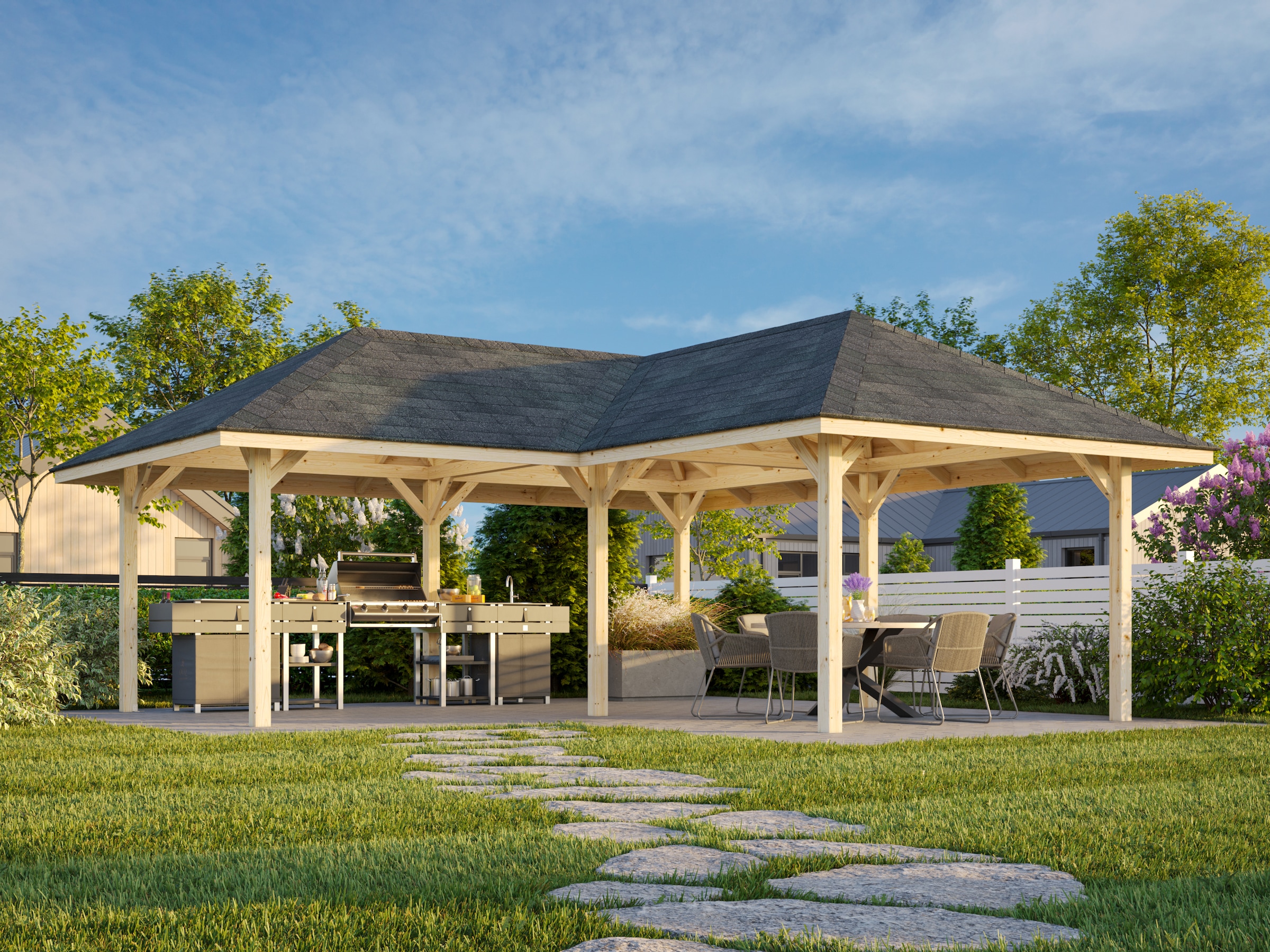 Palmako Holzpavillon »Bianca 24,9 m²« BxTxH: 672x672x319 cm