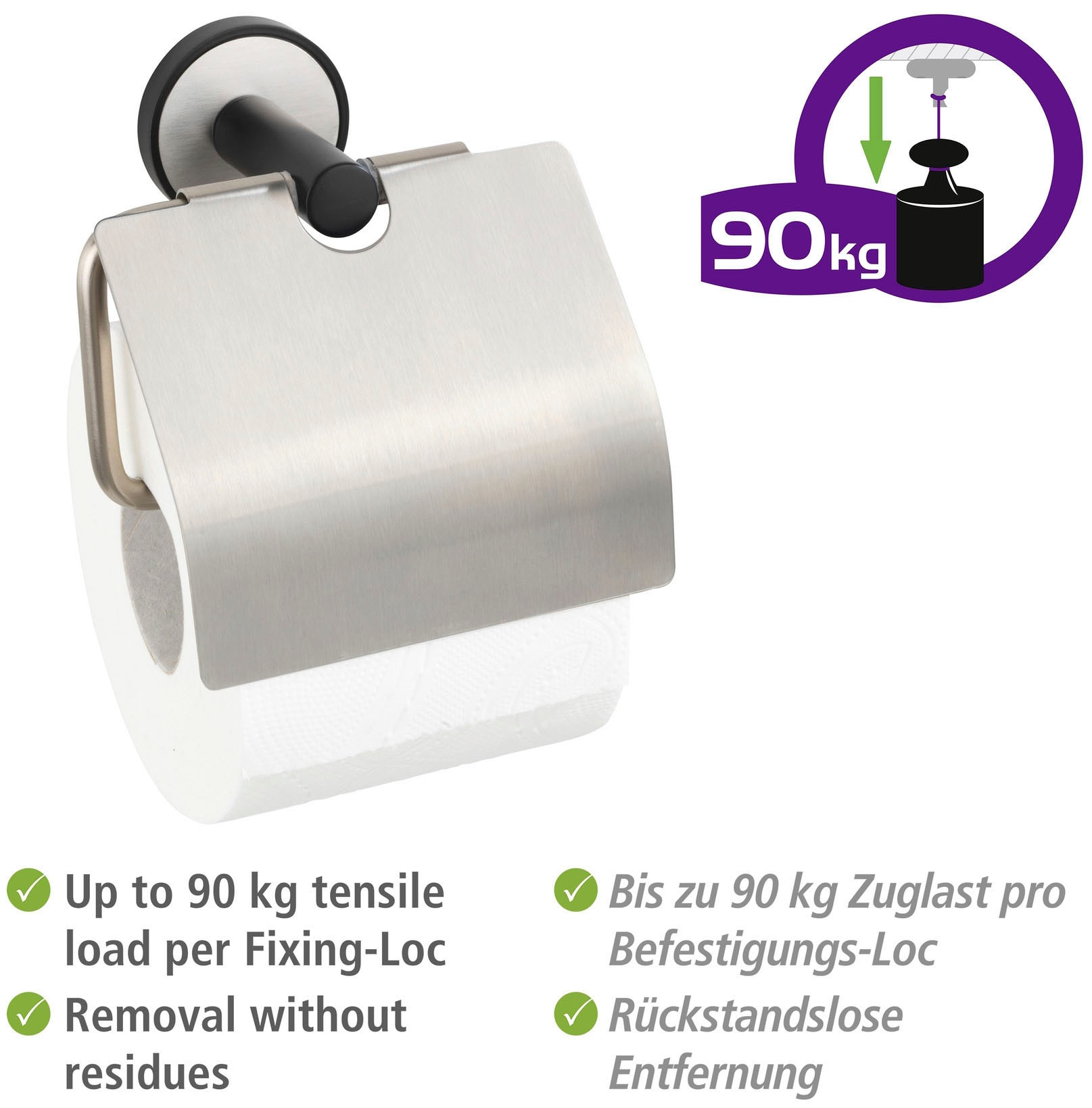 WENKO Toilettenpapierhalter »UV-Loc® Udine«, Befestigen ohne Bohren