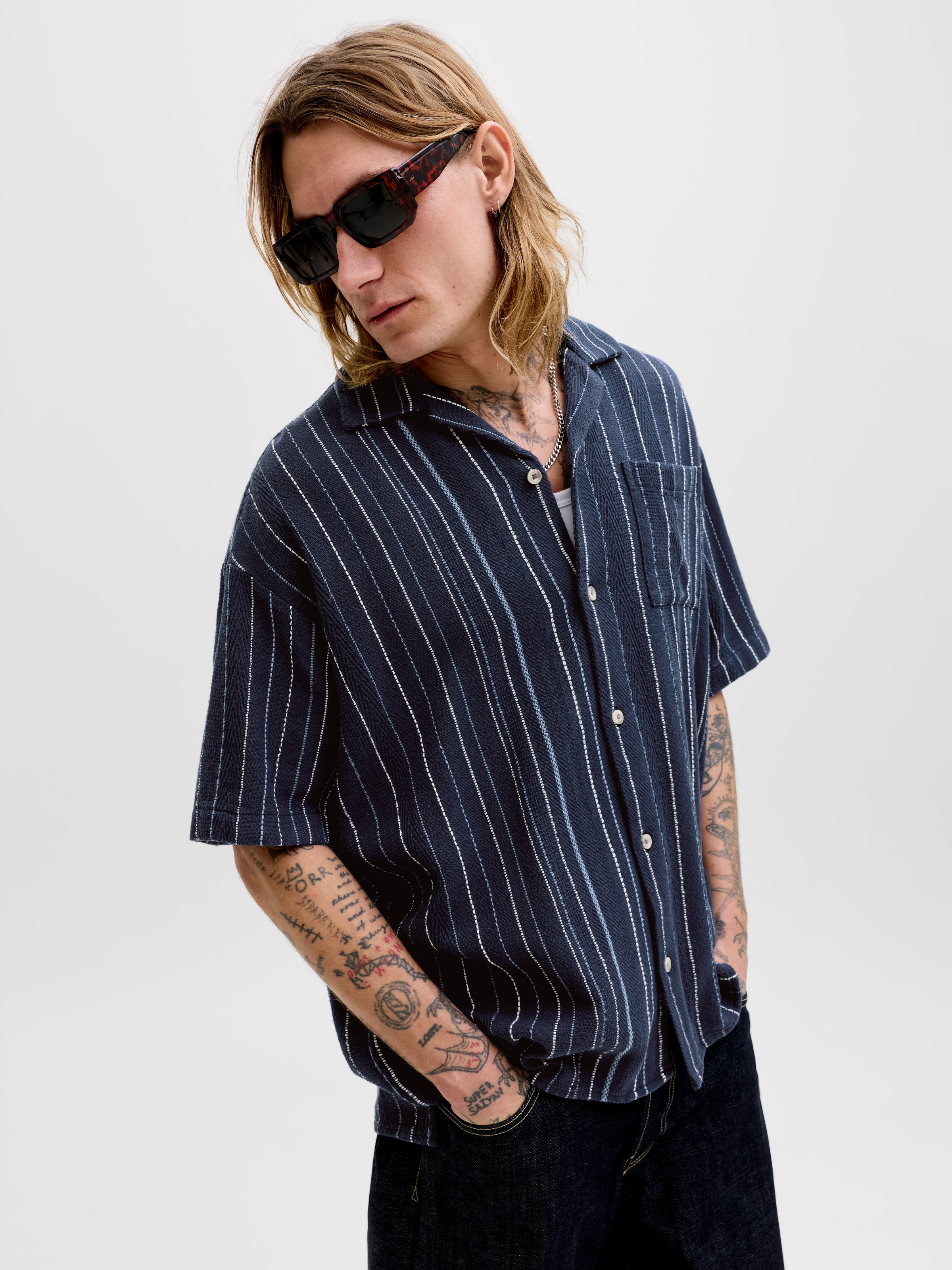 Jack & Jones Kurzarmhemd "JJEBRADLEY STRIPED RESORT SHIRT SS LN" Baumwolle, günstig online kaufen