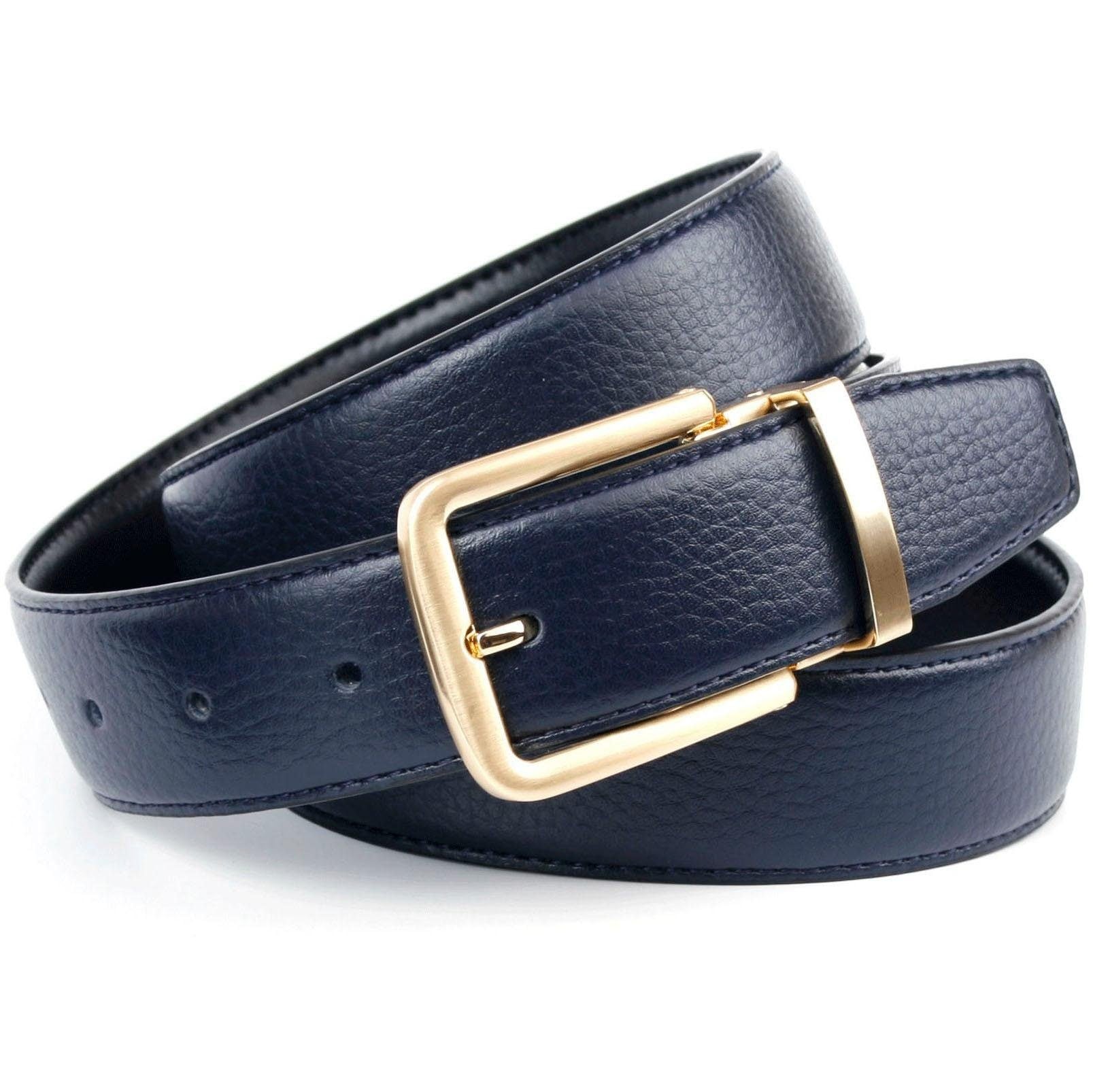 Anthoni Crown Ledergürtel, Wendegürtel in dunkelblau und schwarz, Schließe  mattgoldfarben online kaufen | BAUR | Anzuggürtel