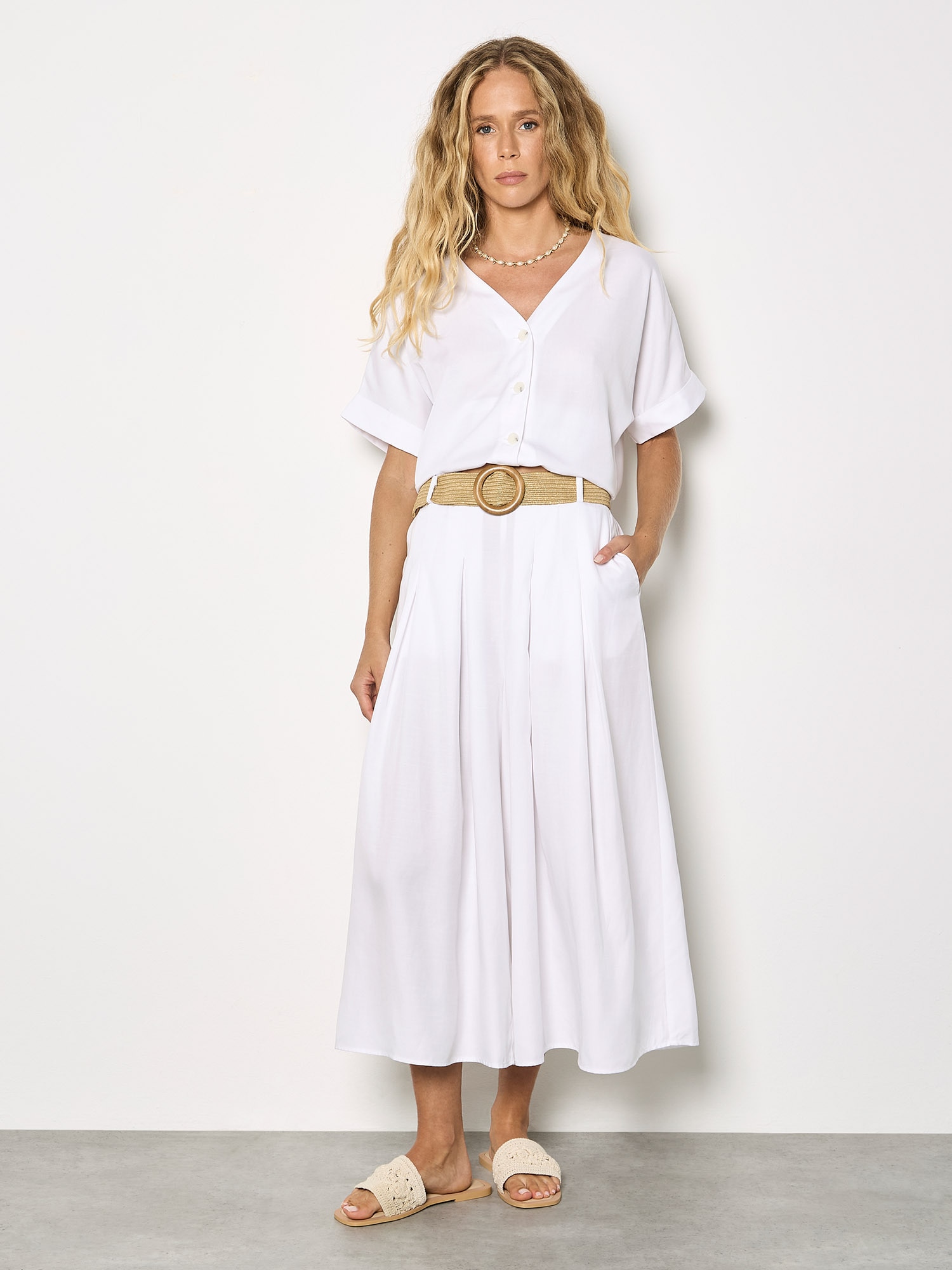 Apricot Shirtbluse »Leichtes Shirt mit V-Ausschnitt« mit Knopfleiste