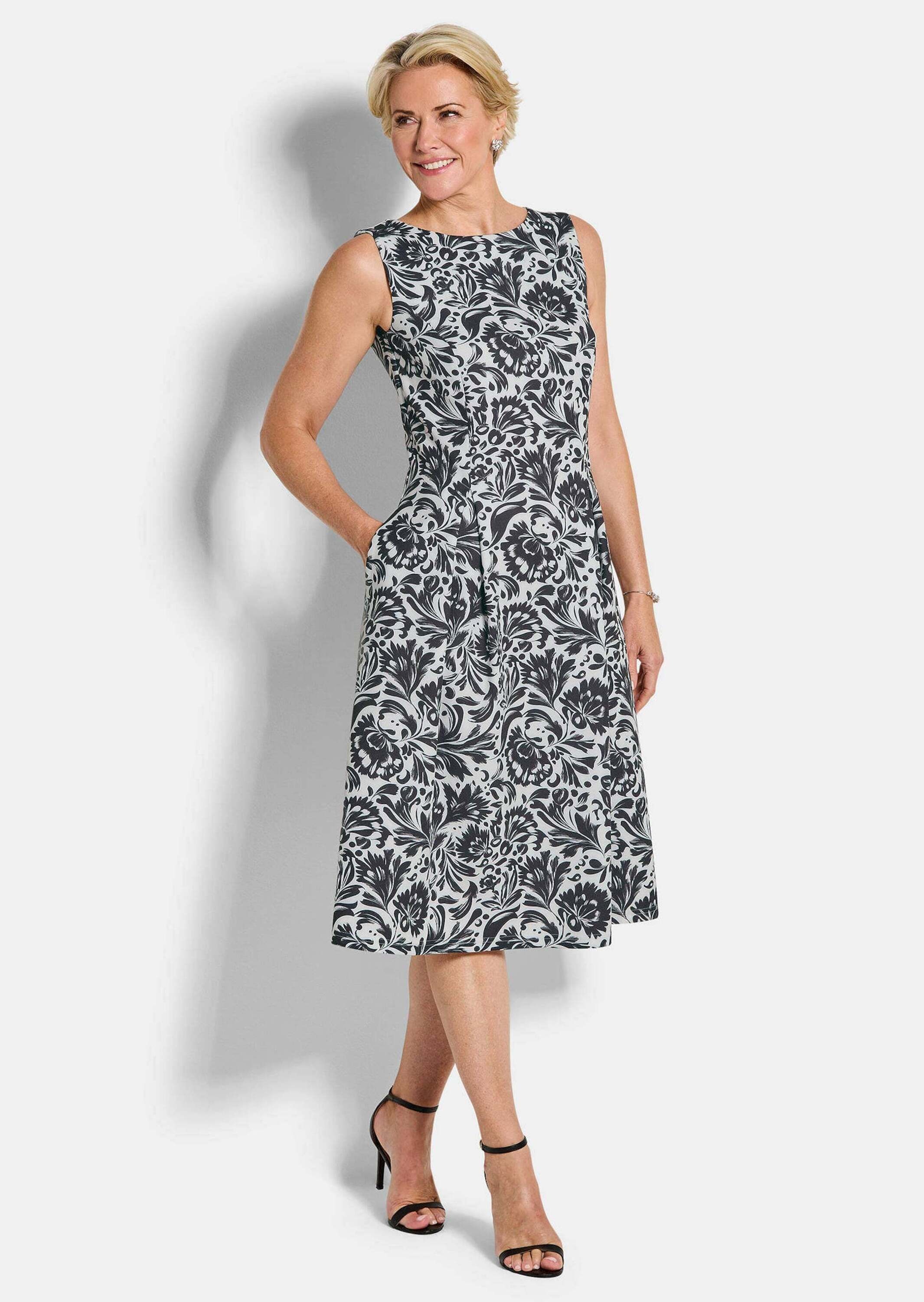 Thumbnail - GOLDNER Sommerkleid "Elegantes Jerseykleid mit Faltenrock" Eingrifftaschen Nahttaschen an der Seite