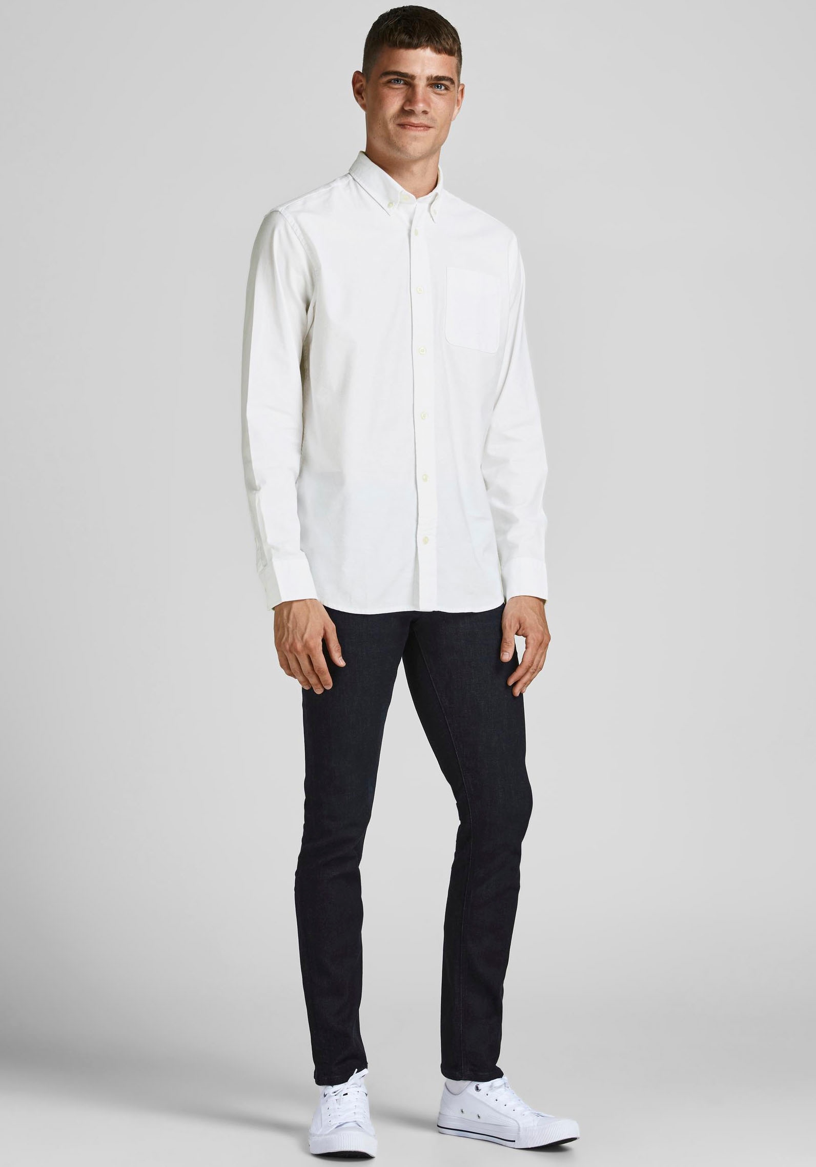 Jack & Jones Langarmhemd »BROOK OXFORD«, mit Button-Down Kragen