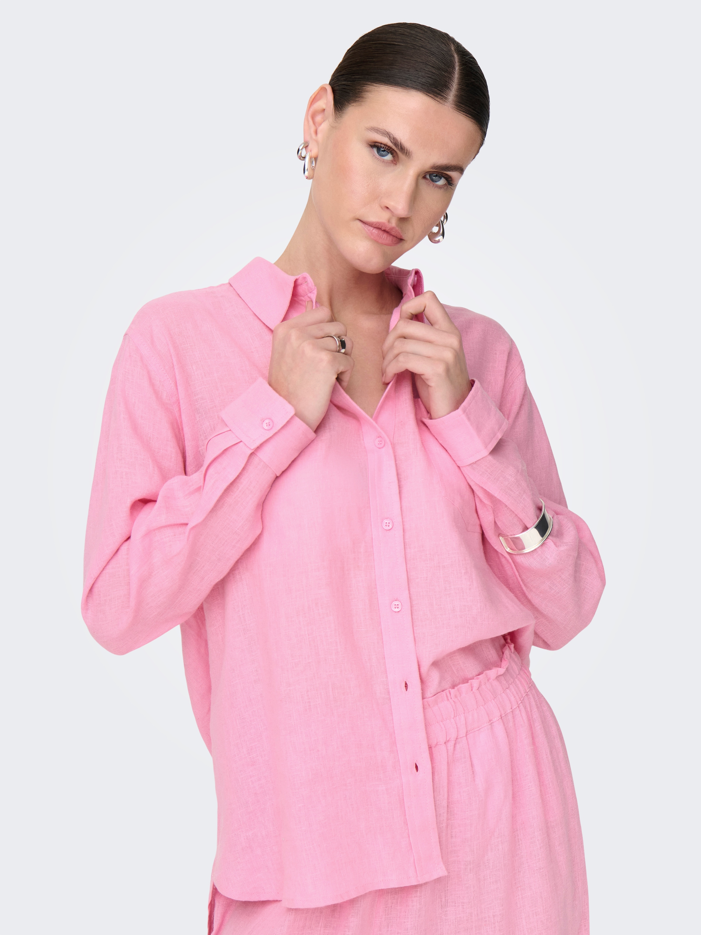 ONLY Longbluse »ONLTOKYO L/S LINEN BLEND SHIRT«, mit Leinen
