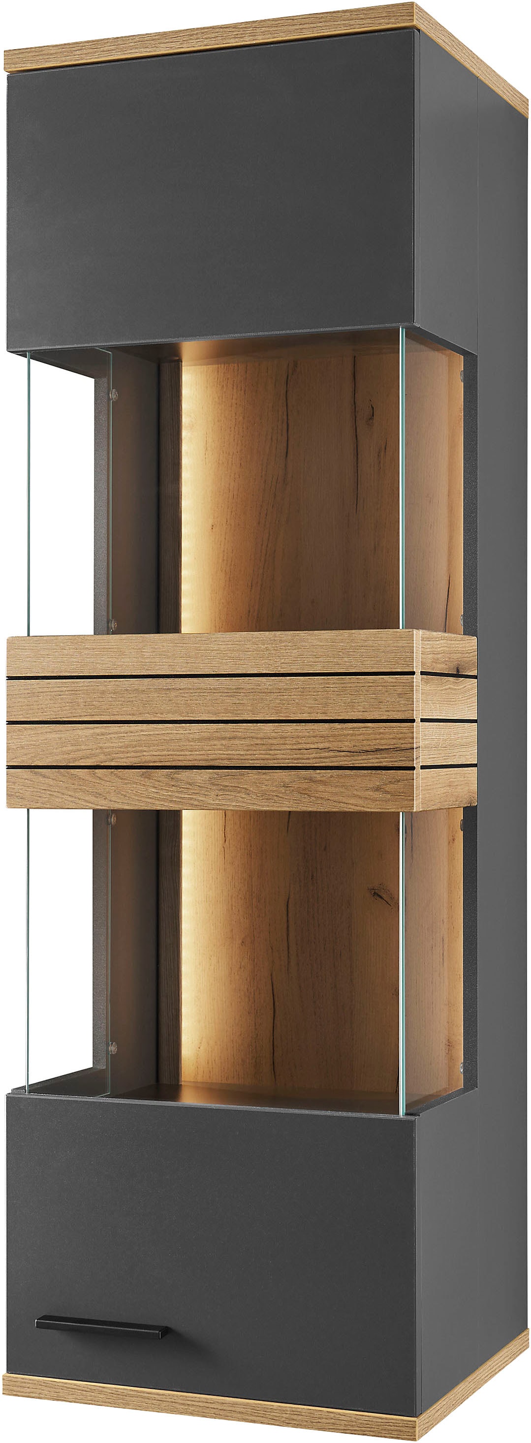 set one by Musterring Vitrine »Quincy« 1 Stk. tlg. Spiegelbildlich montierbar, in 2 Farben erhältlich, 139,2 cm hoch