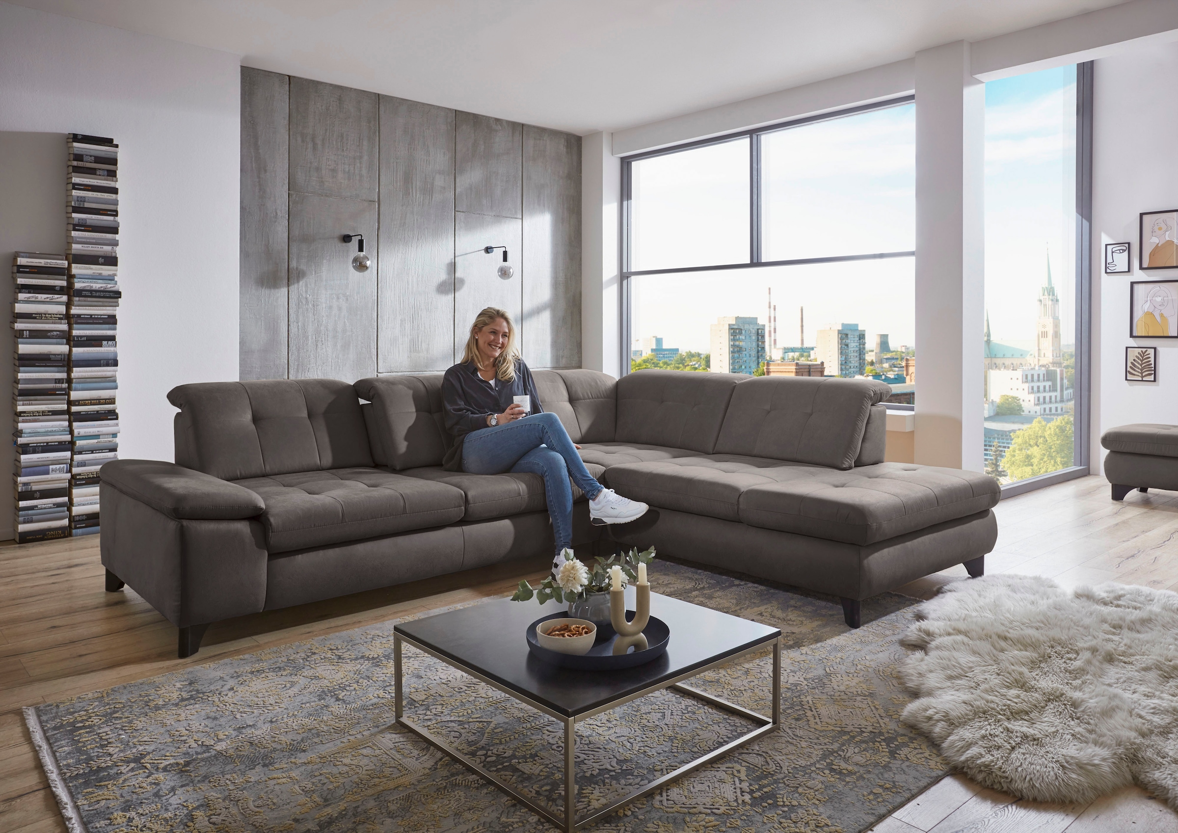 Die PlanBar Ecksofa "MP-IN18012 L-Form mit Federkern-Polsterung" wahlweise günstig online kaufen