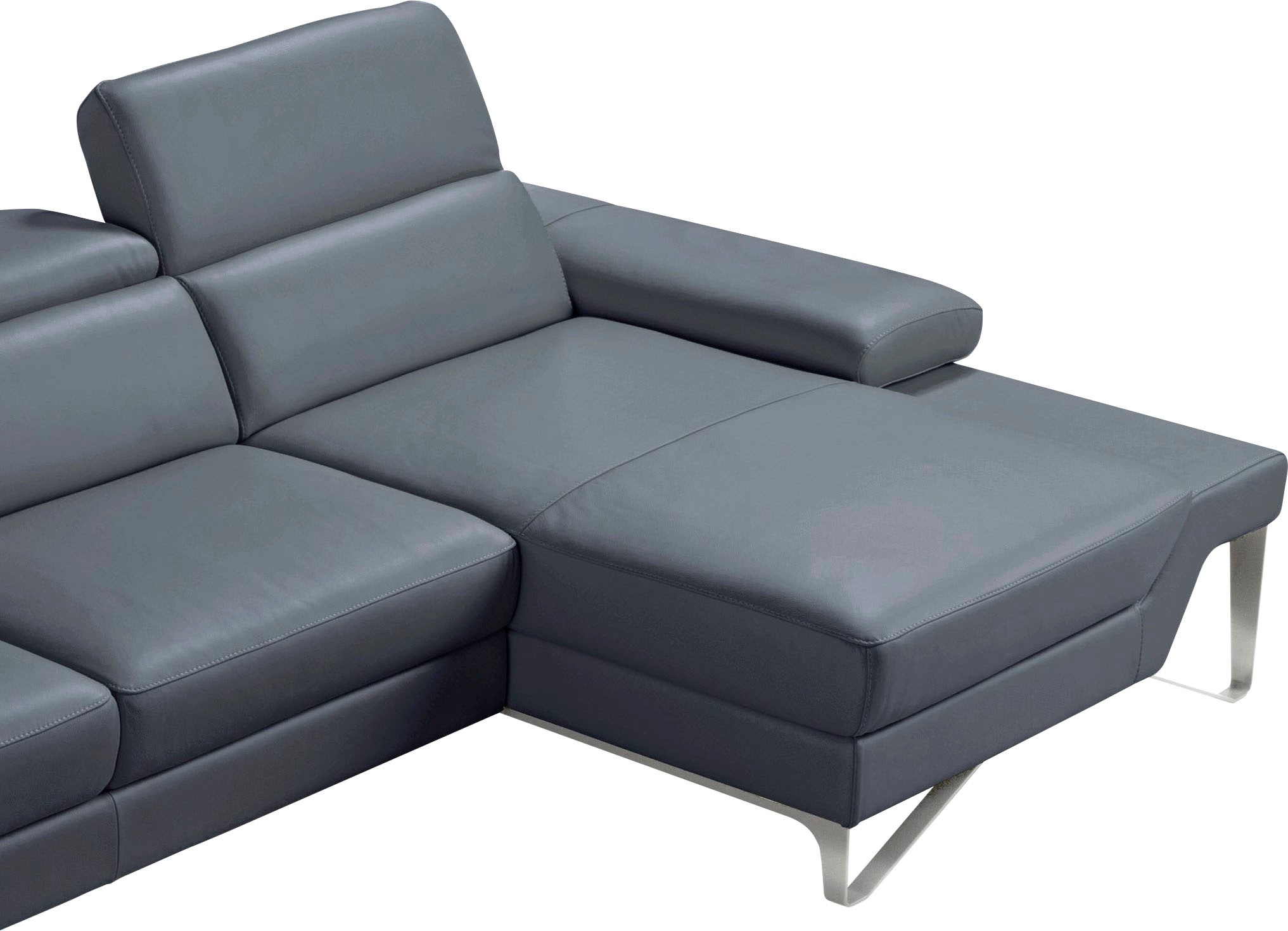 Egoitaliano Ecksofa »Princess, elegantes Designsofa mit erstklassigem Sitzkomfort, L-Form«, mit Recamiere, inkl. Kopfteilverstellung, edle Designmetallfüße