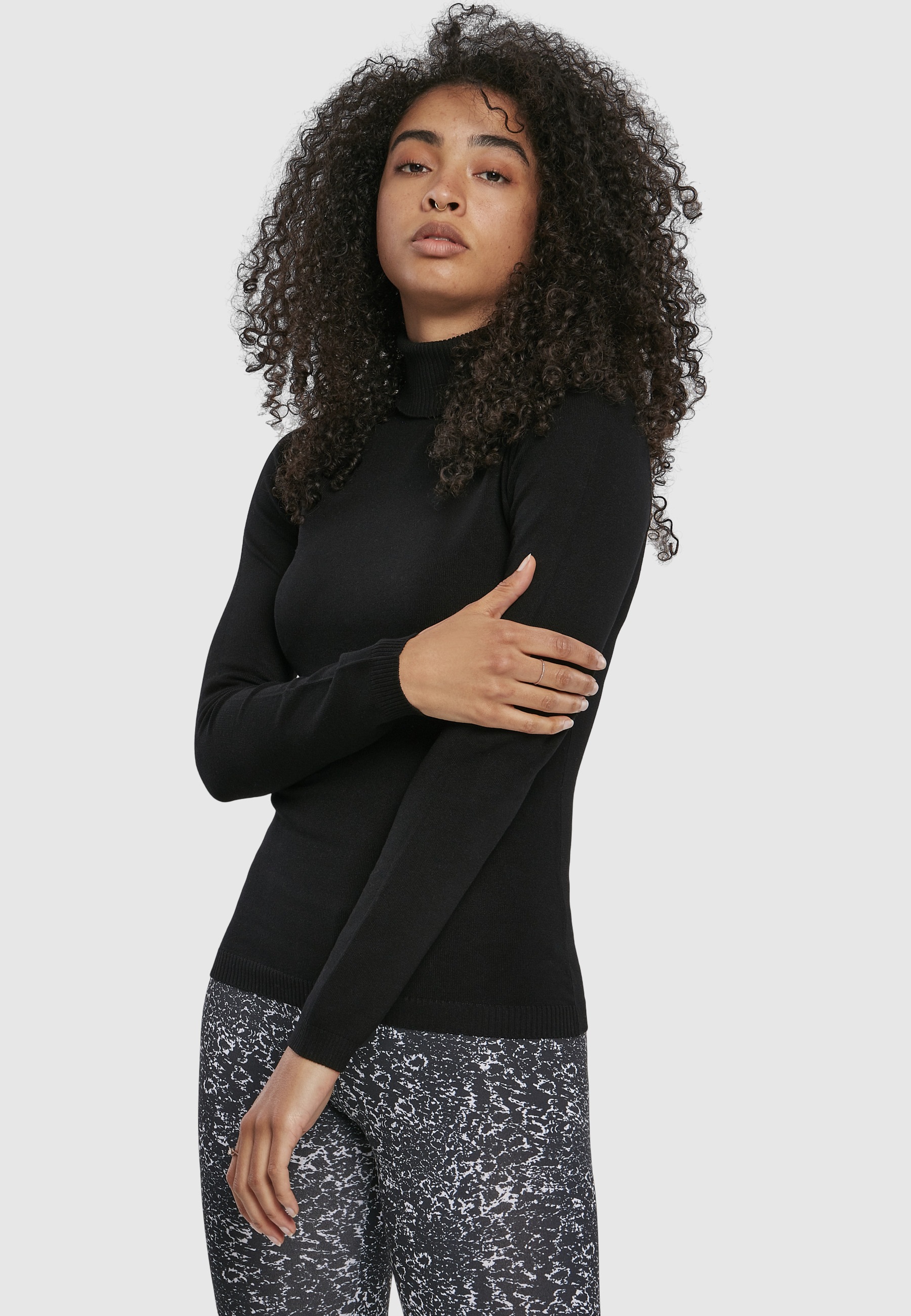 URBAN CLASSICS Fleecepullover »Urban Classics Damen Ladies Basic Turtleneck Sweater«, 1 Stk.
