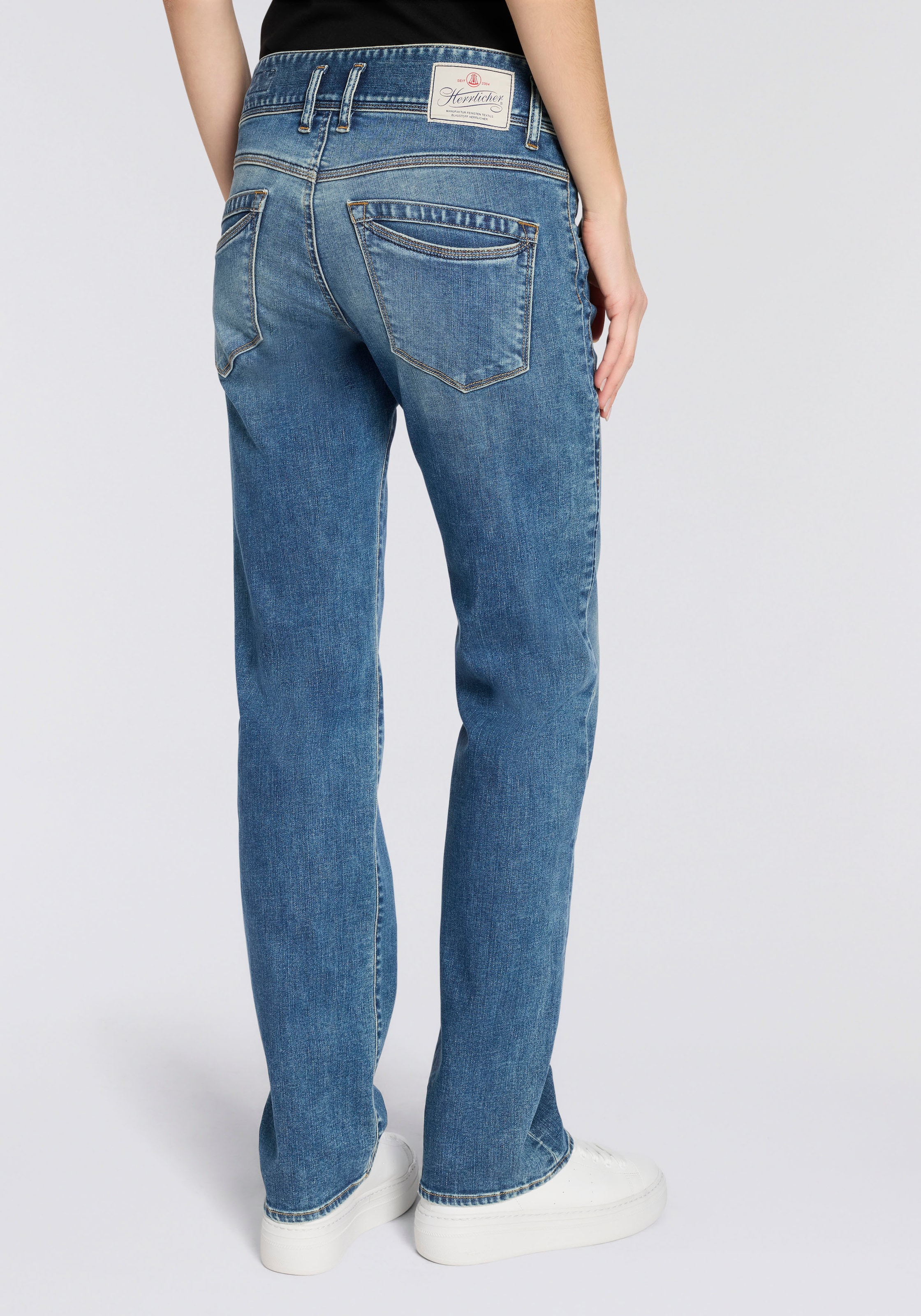 Herrlicher High-waist-Jeans »Raya New Straight Denim« im Straight Fit, 3-Knopf-Verschluss