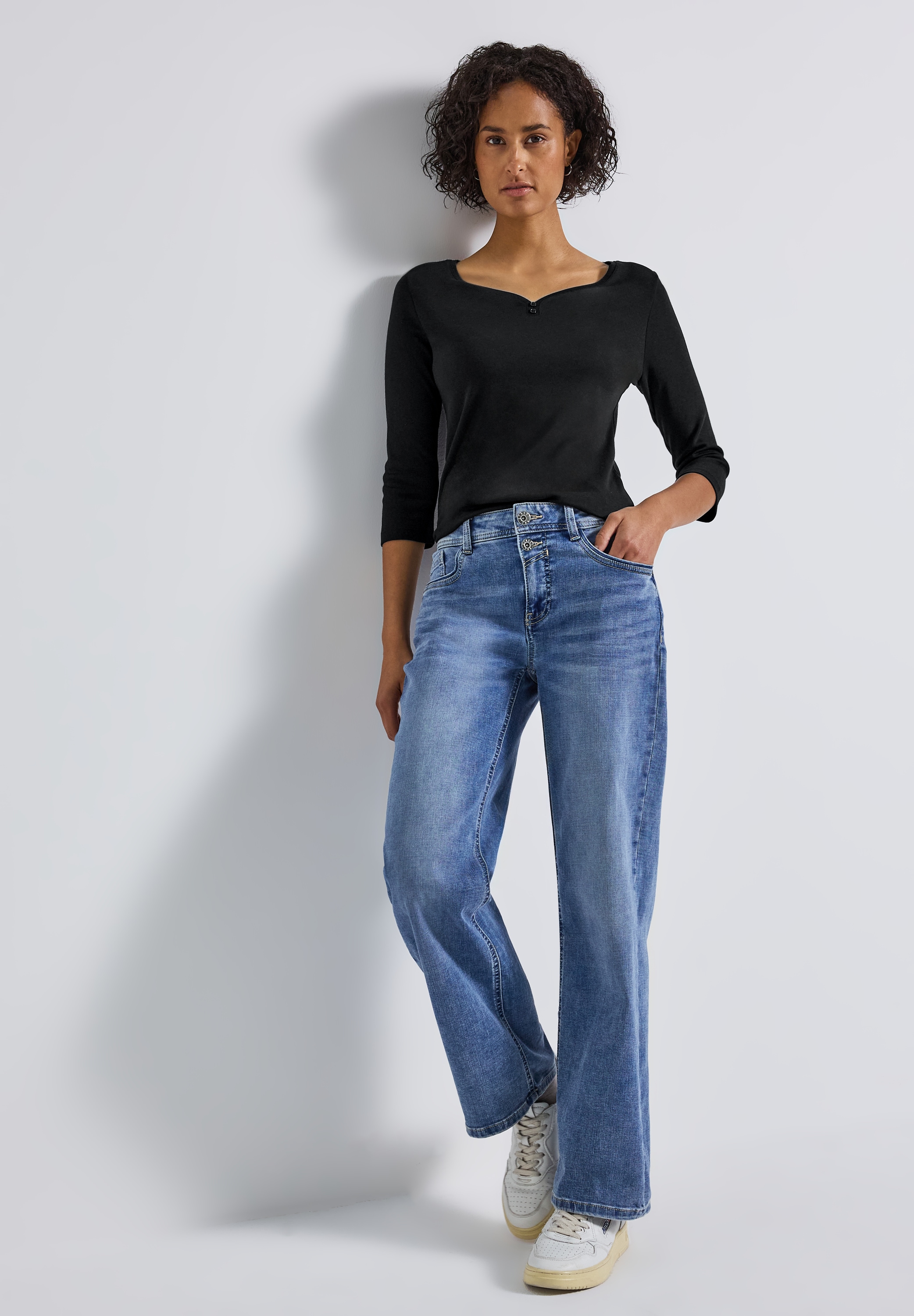 STREET ONE 3/4-Arm-Shirt, mit Knopfdetail
