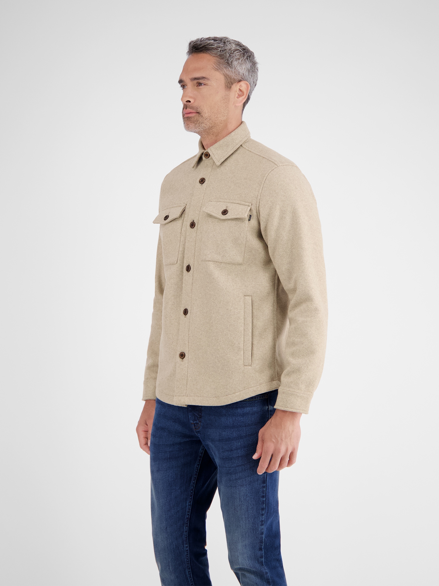 LERROS Langarmhemd »LERROS Urban-Style Hemdjacke in Wolloptik«