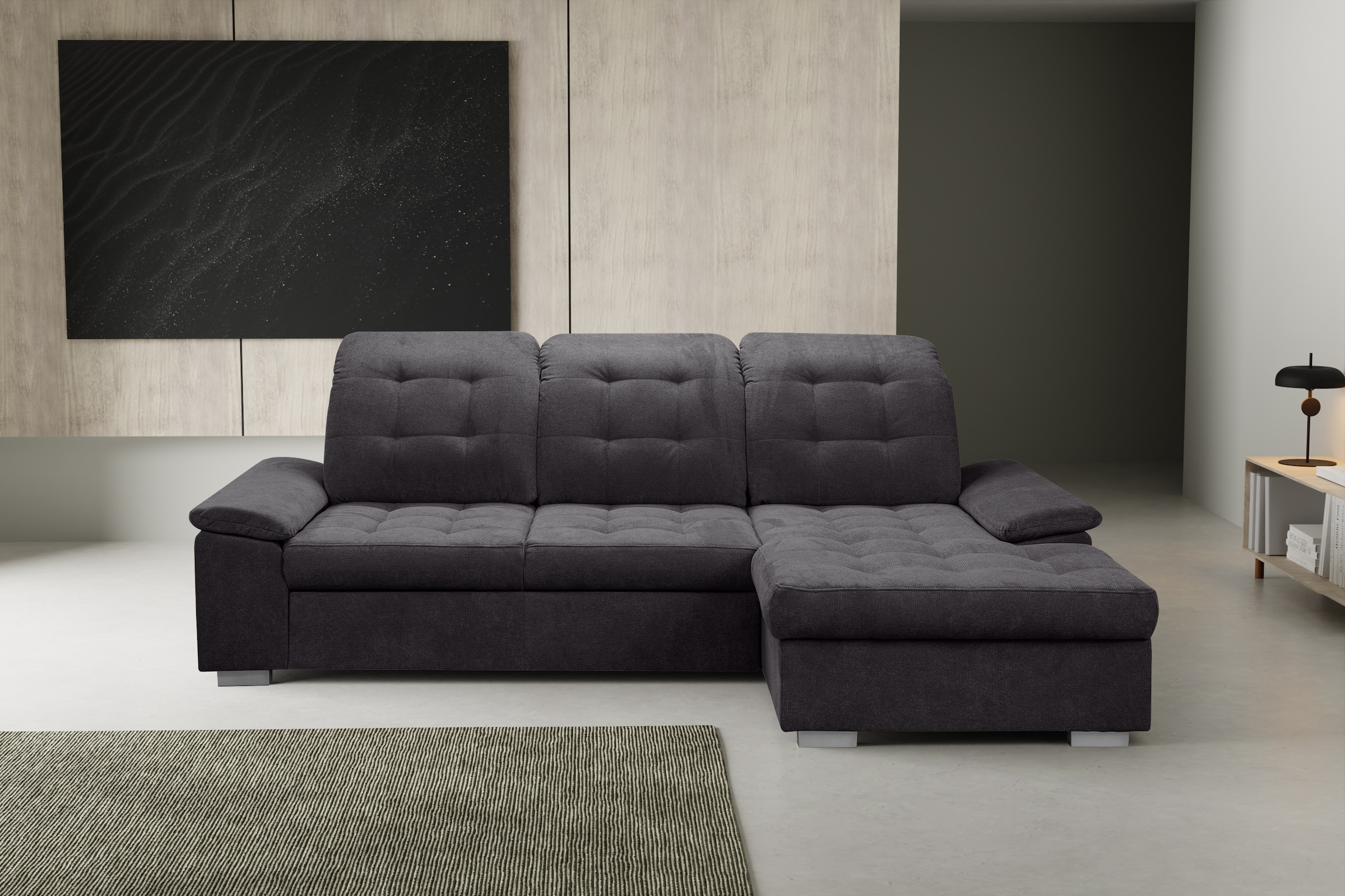 WERK2 Ecksofa Carmen, Sofa, Eckcouch mit Schlaffunktion, Bettkasten und Sitztiefenverstellung