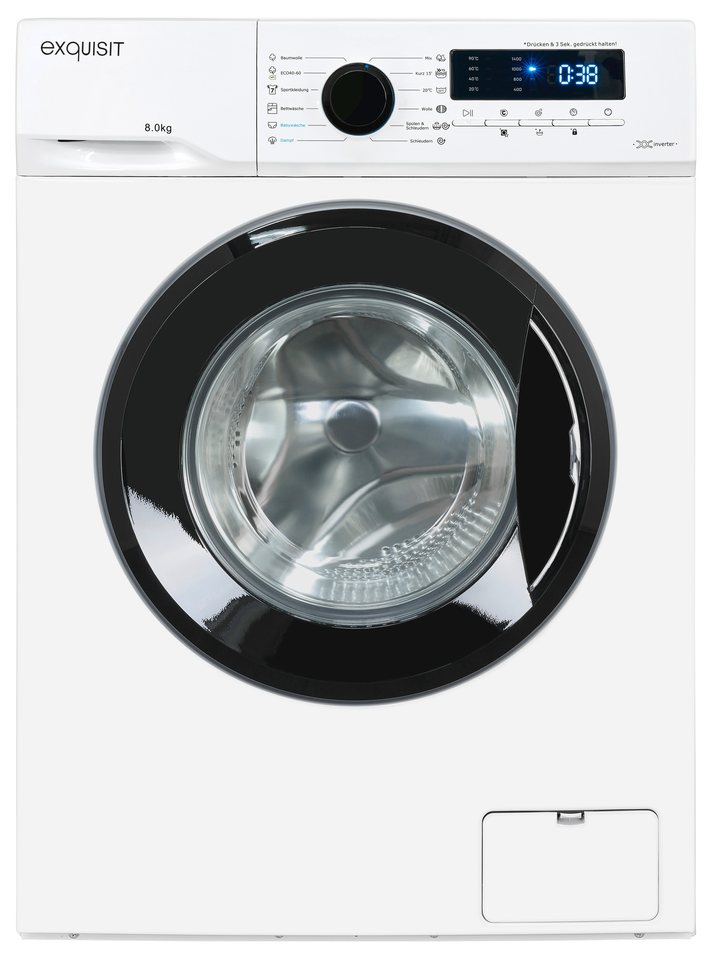 exquisit Waschmaschine "WA8014-020A weiss" 8 kg 1400 U/min Trommelreinigung günstig online kaufen