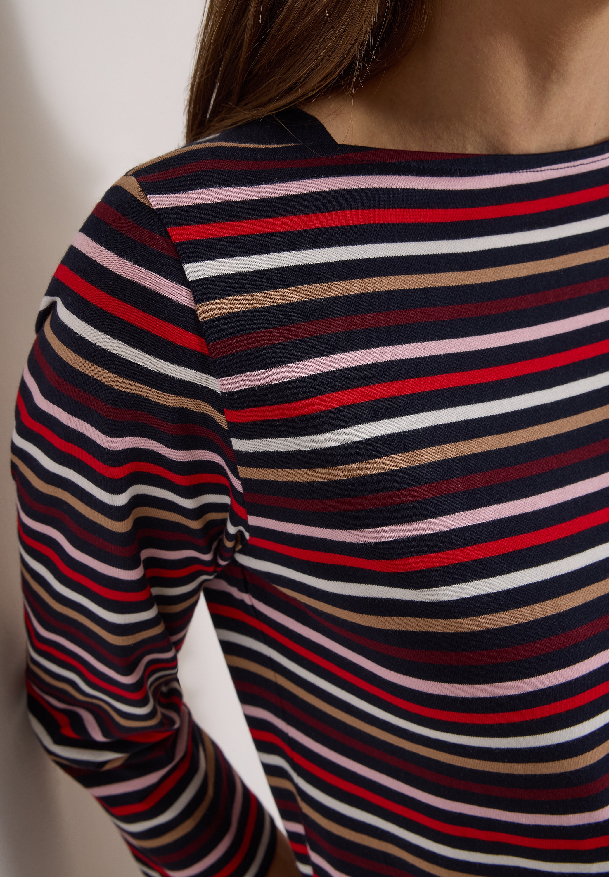 Cecil 3/4-Arm-Shirt mit Boat Neck und Streifen