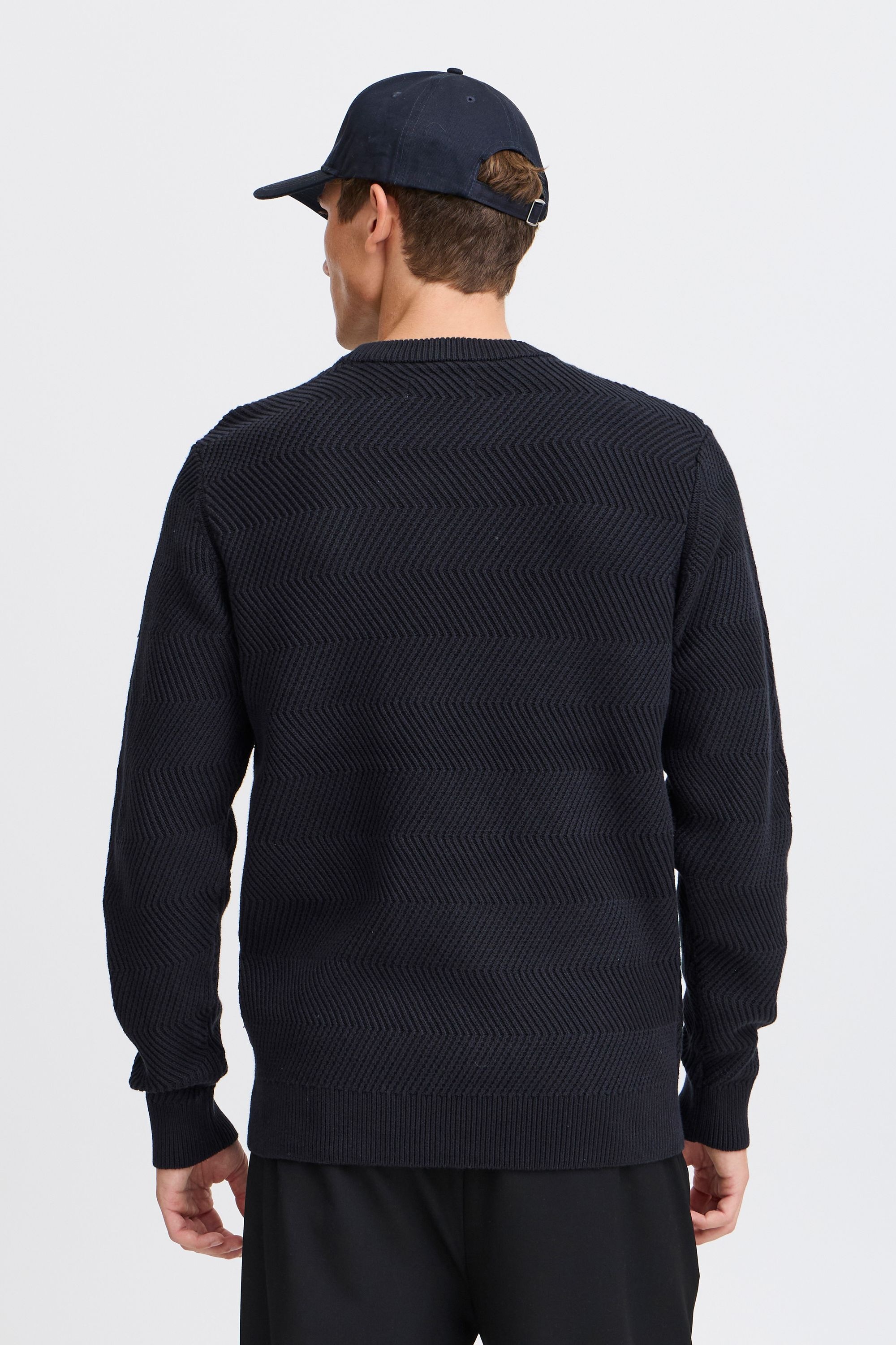 Strickfleece-Pullover CASUAL FRIDAY "Strickpullover CFKARL structured crew neck knit", Herren, Gr. M, blau (schwarz navy), Obermaterial: 100% Baumwolle CO., Pullover 3
