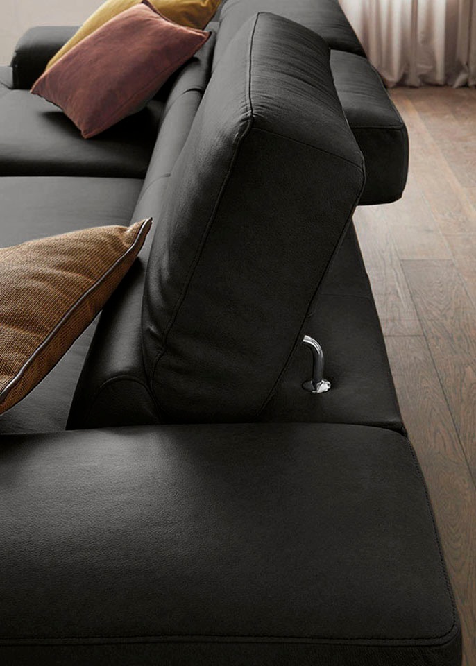 W.SCHILLIG Ecksofa »piedroo, Designsofa mit tollem Sitzkomfort, bequem und elegant, L-Form«, Kopfteilverstellung, wahlweise mit Sitztiefenverstellung, Breite 343cm