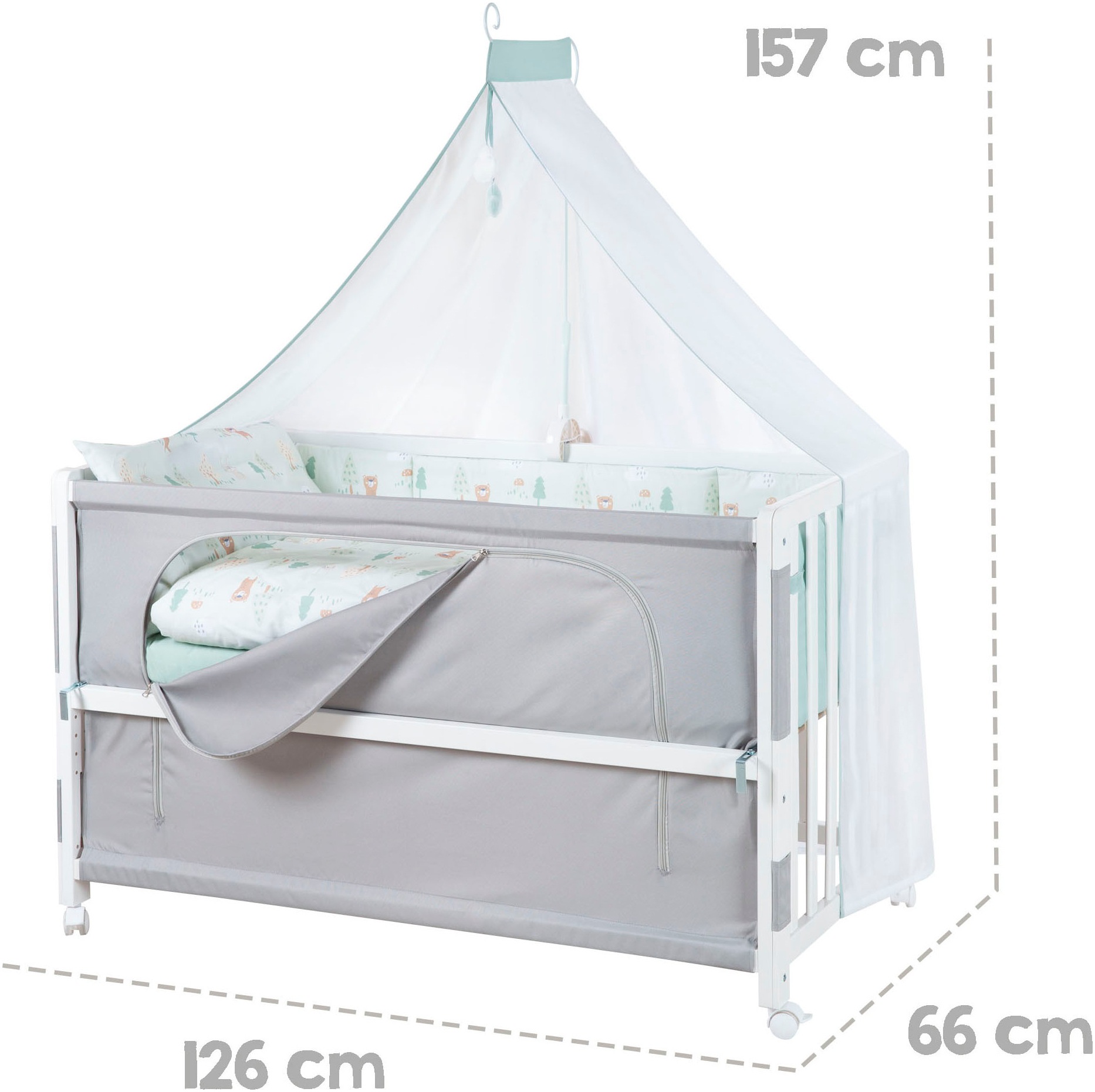 roba® Babybett »Room Bed - Woodland Buddies«, als Beistell-, Kinder- und Juniorbett verwendbar