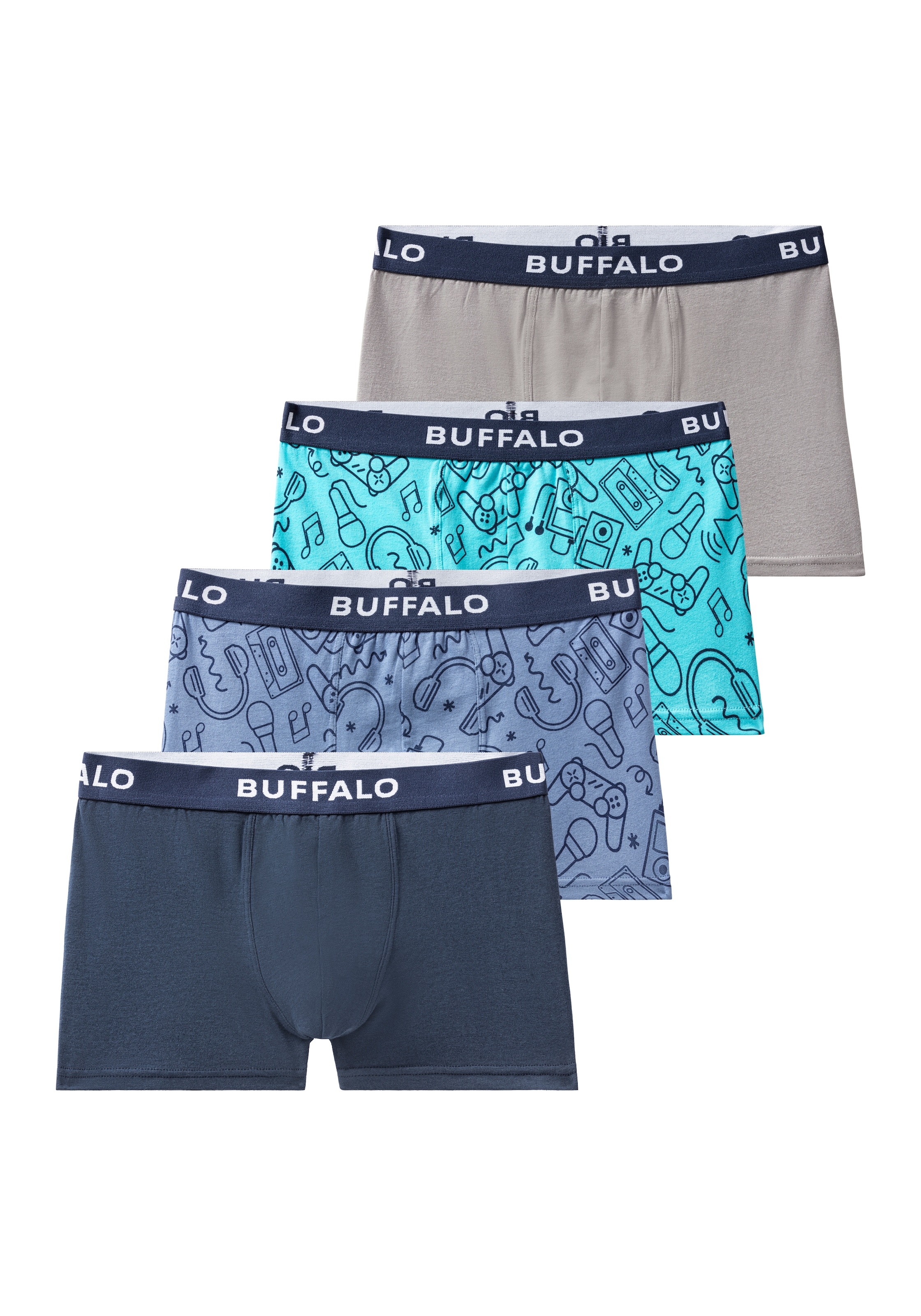 Buffalo Boxer "Boxershorts für Jungen" Packung, 4 Stk. unifarben und mit Gaming-Print