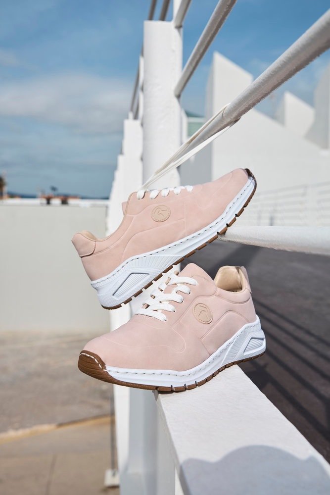 Sneaker RIEKER, Damen, Gr. 40, rosé, Nubuklederimitat, unifarben, Schuhe Sneaker, mit MemoSoft-Innensohle, Freizeitschuh, Halbschuh, Schnürschuh 2