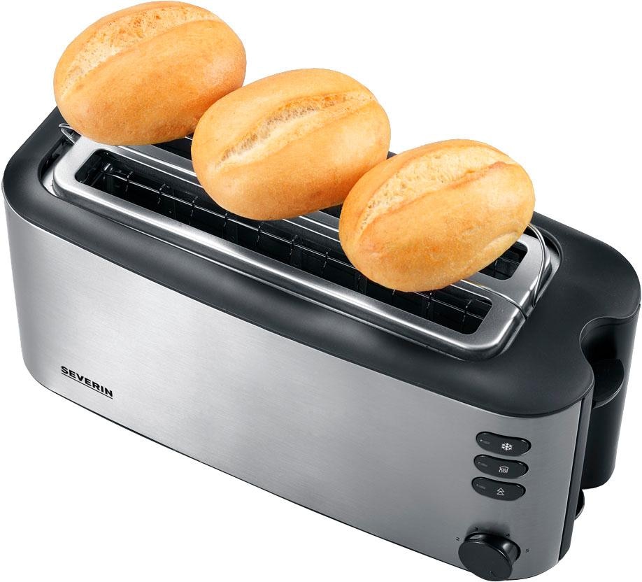 Severin Toaster »AT 2509«, 2 lange Schlitze, 1400 W, wärmeisolierend + doppelwandiges Edelstahl-Gehäuse, Brötchenaufsatz