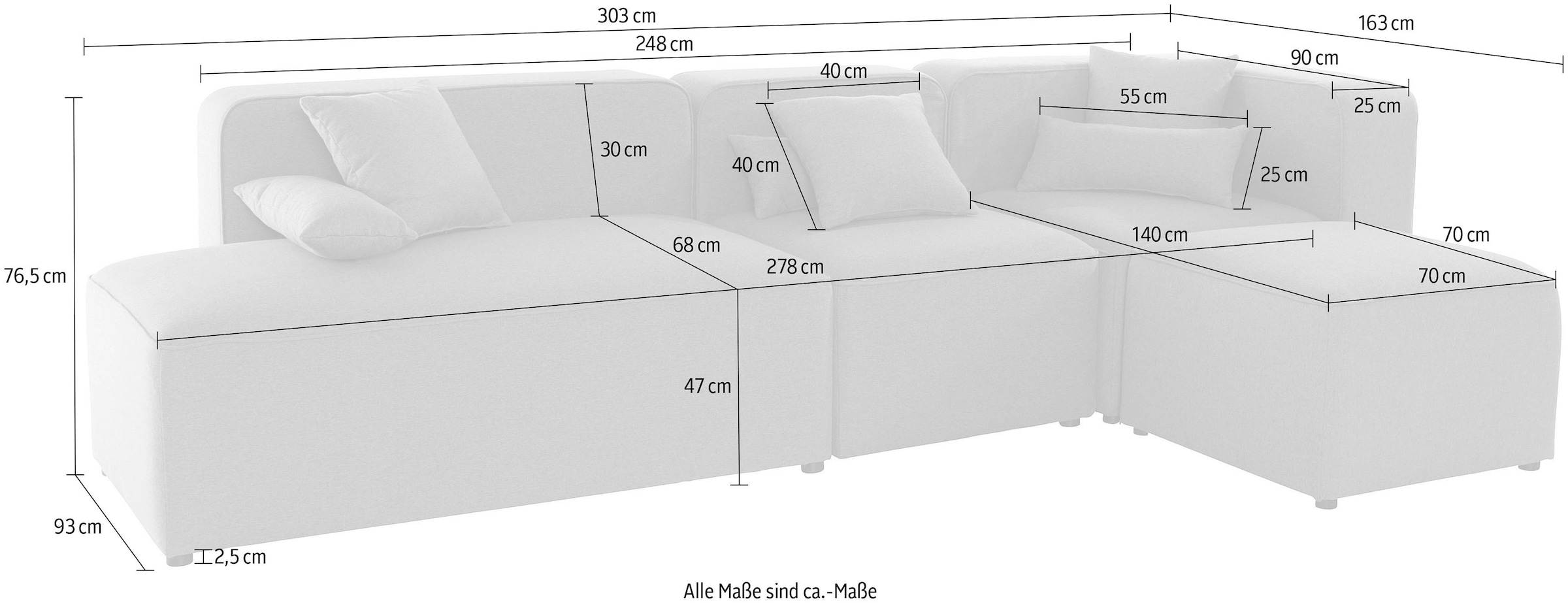 andas Ecksofa »Sundstrup L-Form«, Modulserie, individuelle Zusammenstellung