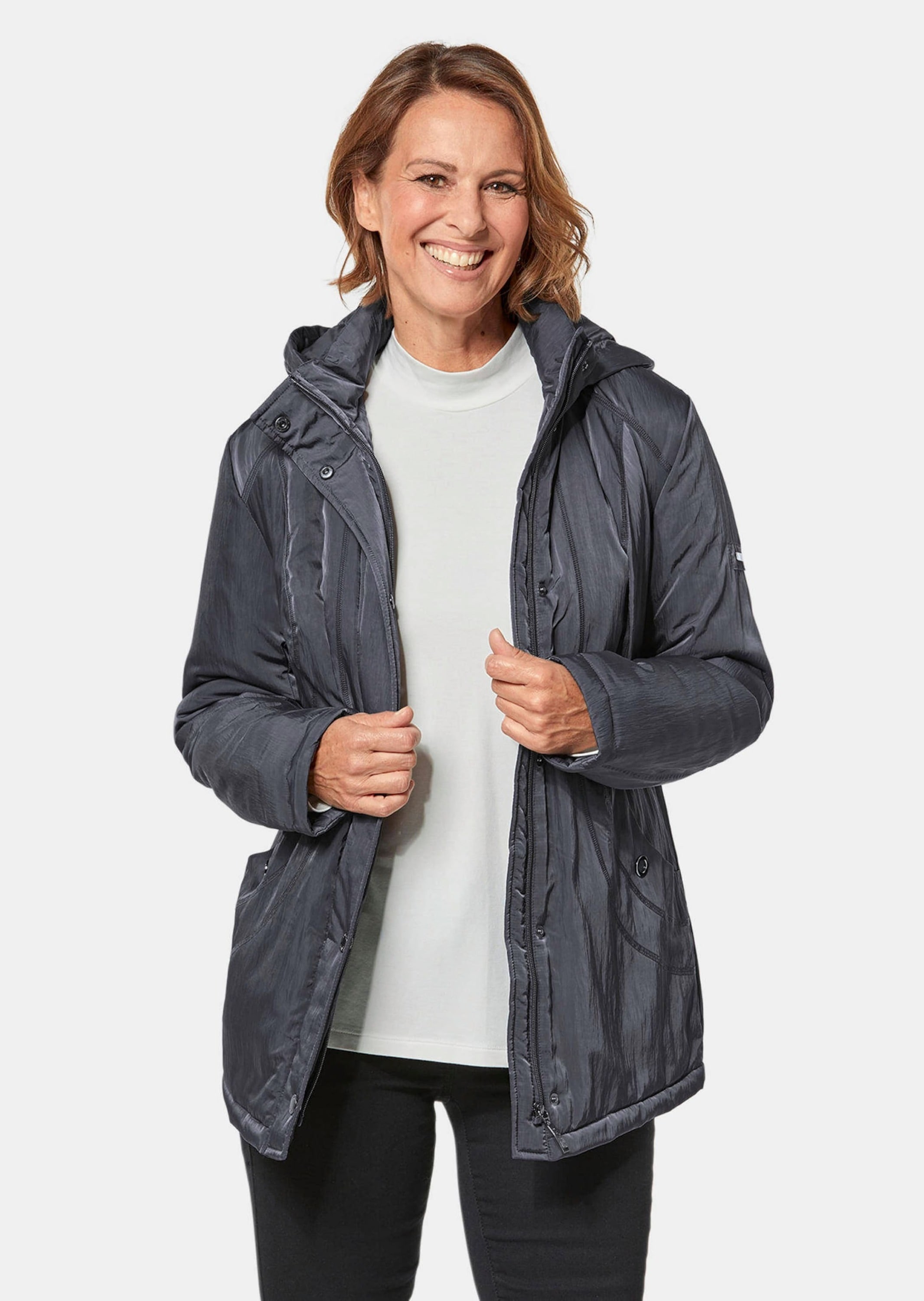 GOLDNER Winterjacke »Jacke mit Kapuze Jacke mit Kapuze in dezenter Crashstruktur«