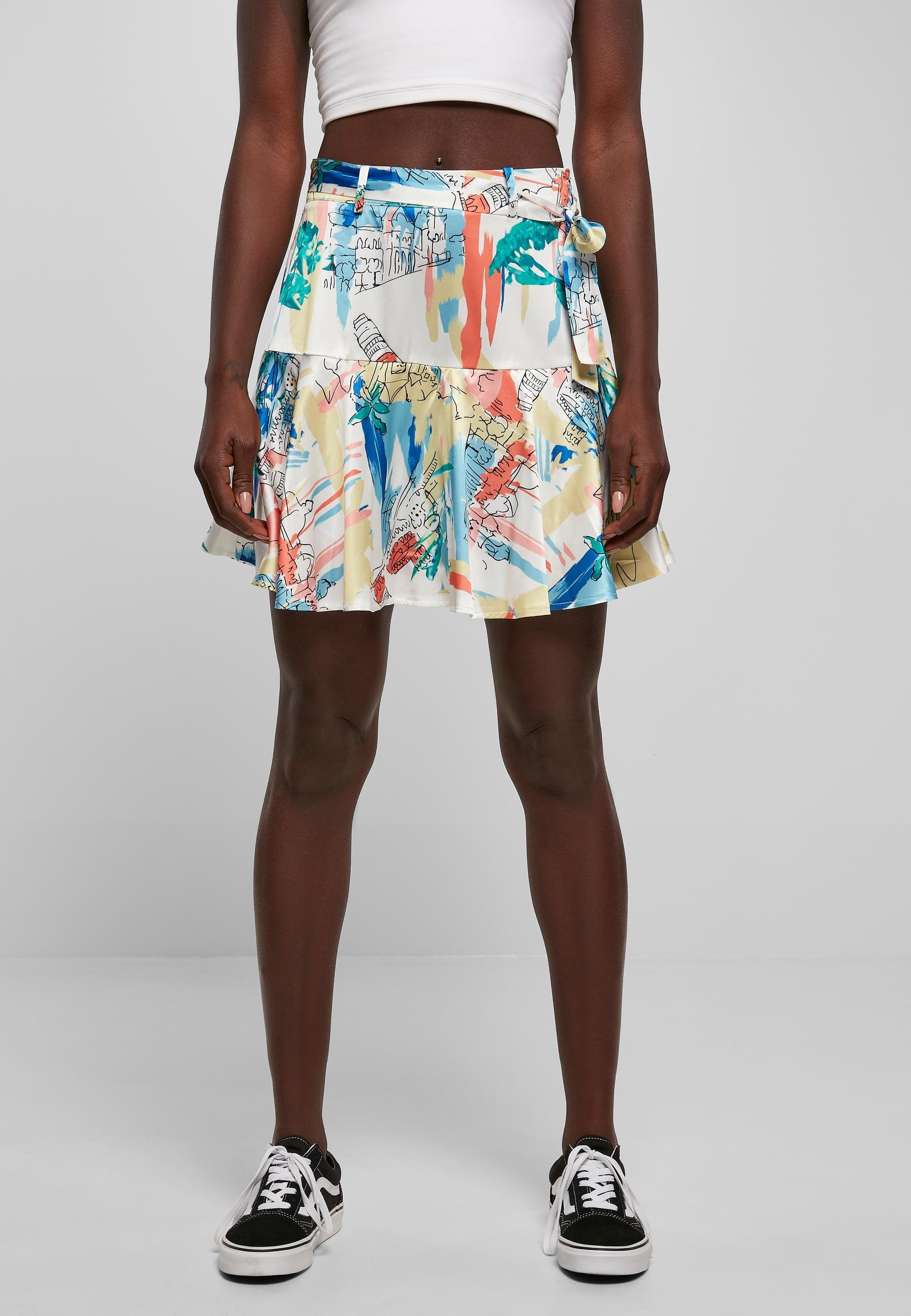 URBAN CLASSICS Sommerrock »Urban Classics Damen Ladies AOP Satin Mini Skirt«, (1 tlg.)