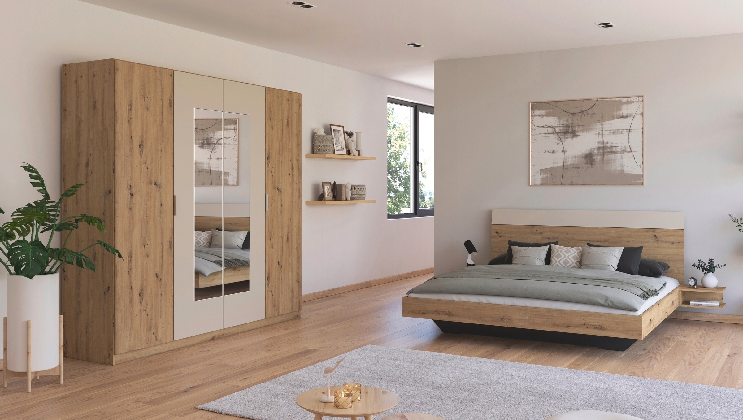 rauch Schlafzimmer-Set »Monza«, mit Drehtürenschrank Breite 226 cm, Bettanlage in 2 Breiten