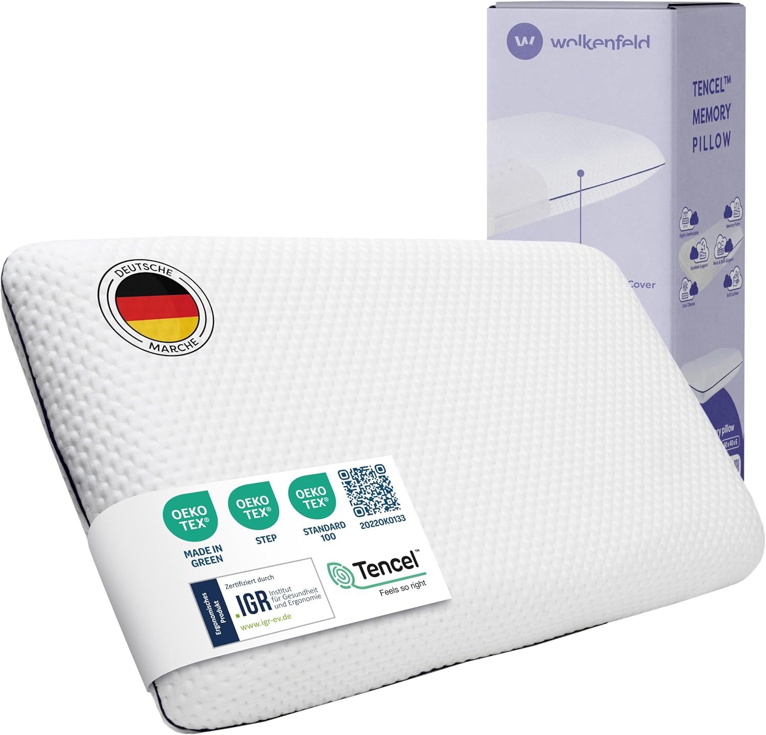 Wolkenfeld Nackenkissen "Eron Nackenstützkissen" Optimaler Support für Nacken, Rücken und Schultern – Tencel-Faser